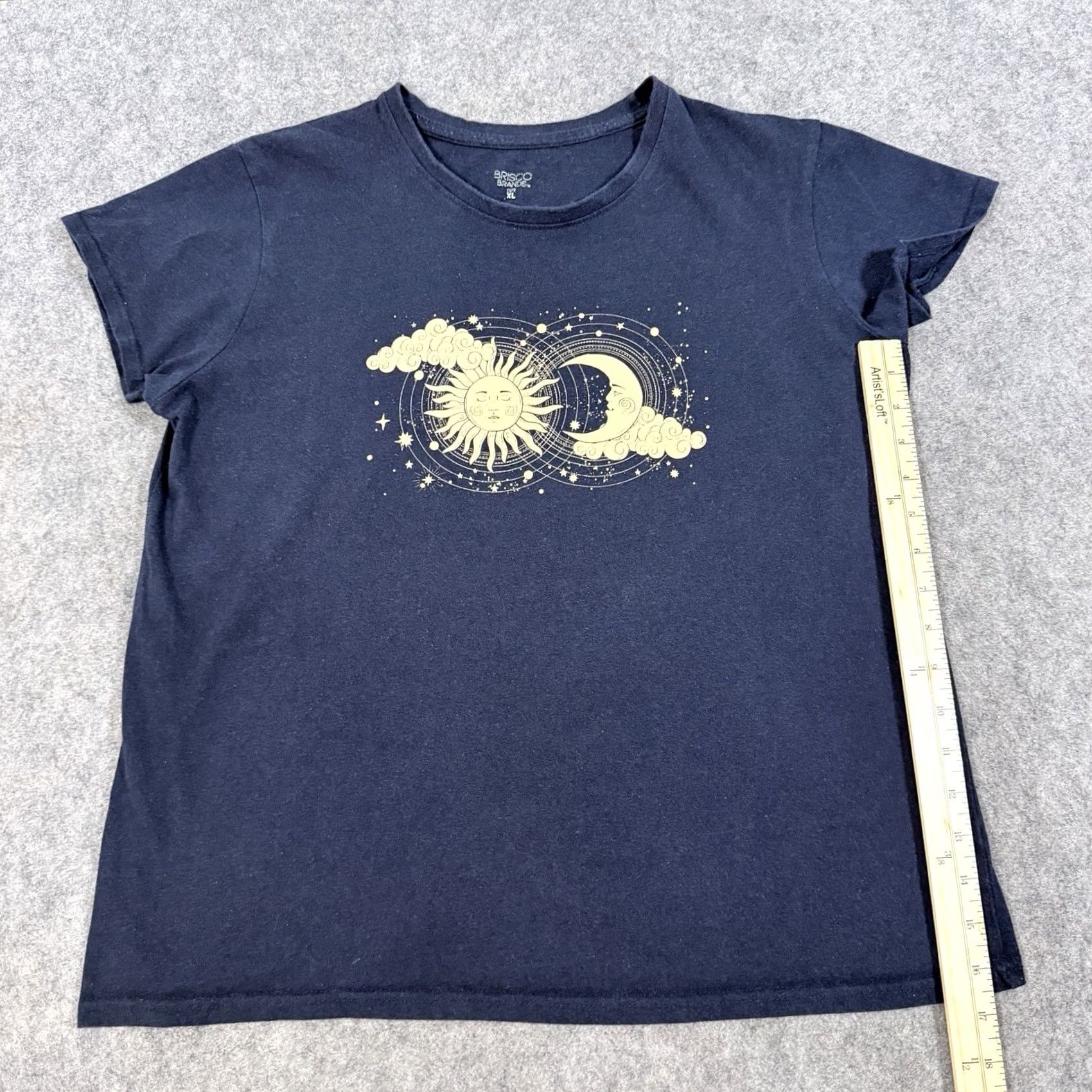 Vintage Brisco Brands Sun And Moon Graphic Print T-Shirt Womens XL Navy Blue Casual Shirt Size XL / US 12-14 / IT 48-50 - 6 Thumbnail