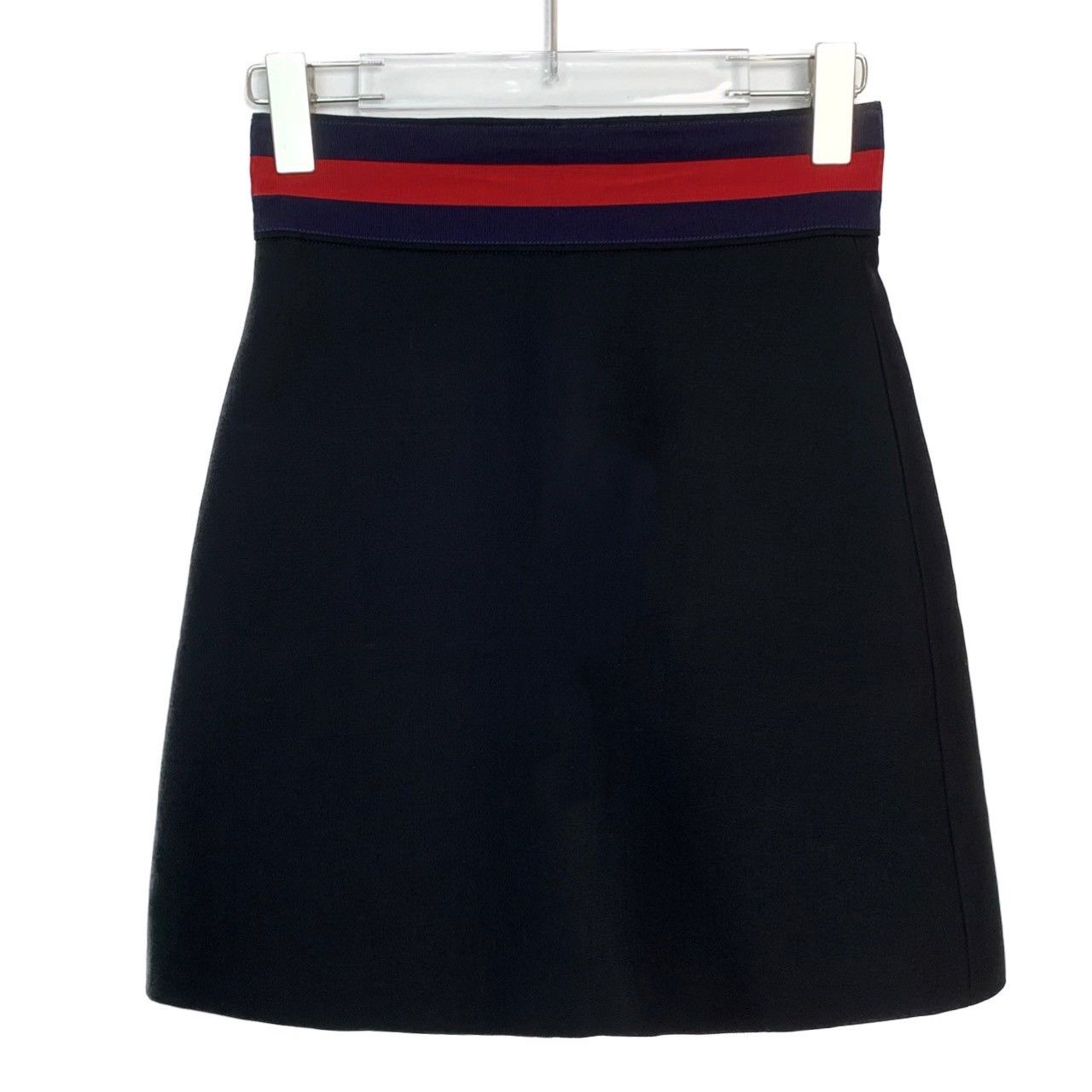 Gucci Gucci Black Web Strap Spliced A-line Mini Skirt K26WX Size 26" / US 2 / IT 38 - 1 Thumbnail