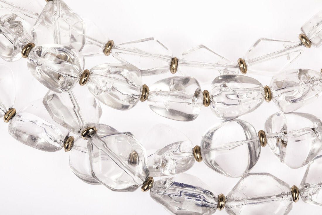 Designer Clear Lucite Nugget Bead Torsade Necklace Size ONE SIZE - 2 Thumbnail