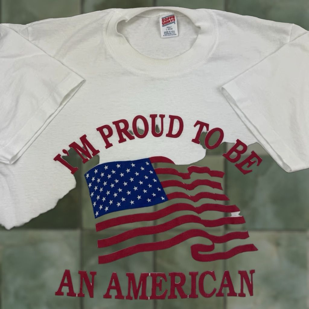 Soffe VINTAGE Soffe Shirt Adult Large White American Flag USA Pride 90s Mens Size US L / EU 52-54 / 3 - 1 Thumbnail