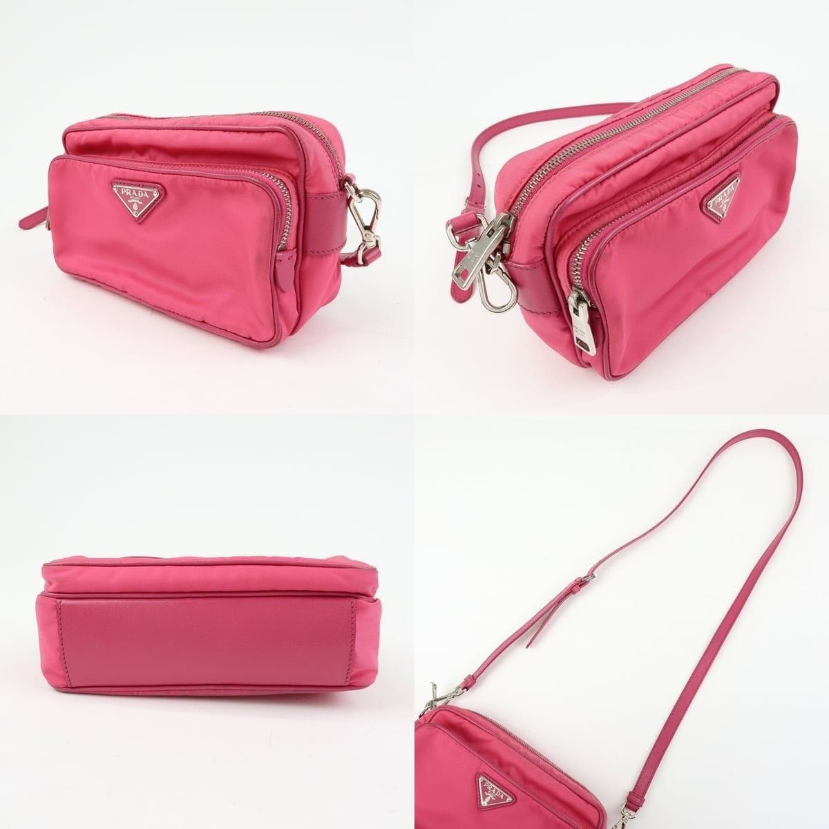 Prada Prada Triangle Logo Nylon Crossbody Bag Pink Size ONE SIZE - 3 Thumbnail