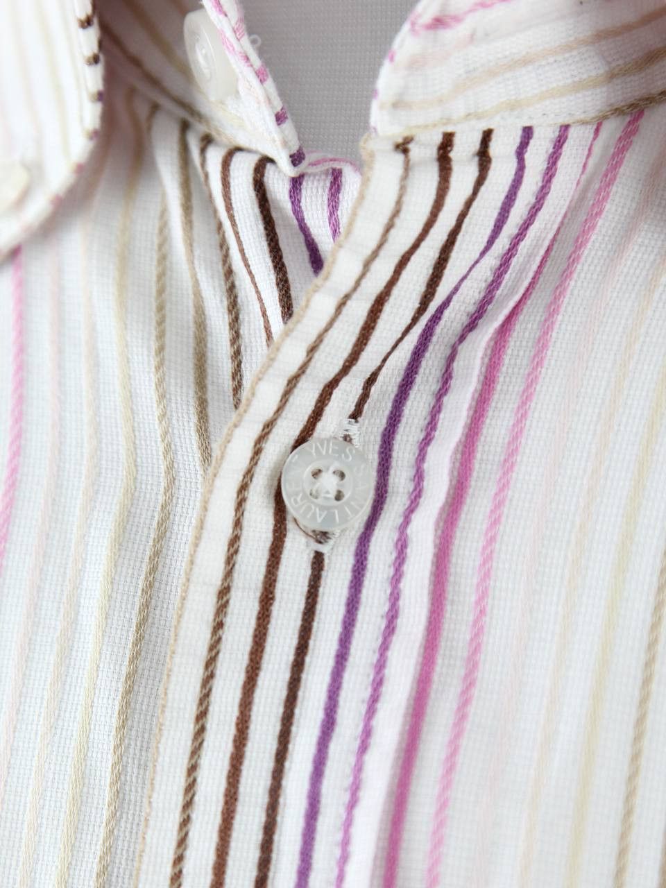 Yves Saint Laurent YVES SAINT LAURENT Textured striped shirt logo short sleeves Size US XL / EU 56 / 4 - 6 Thumbnail