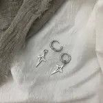 Other 925 Silver Plated Cross Star Drop Earrings for Men Women Size ONE SIZE - 2 Thumbnail