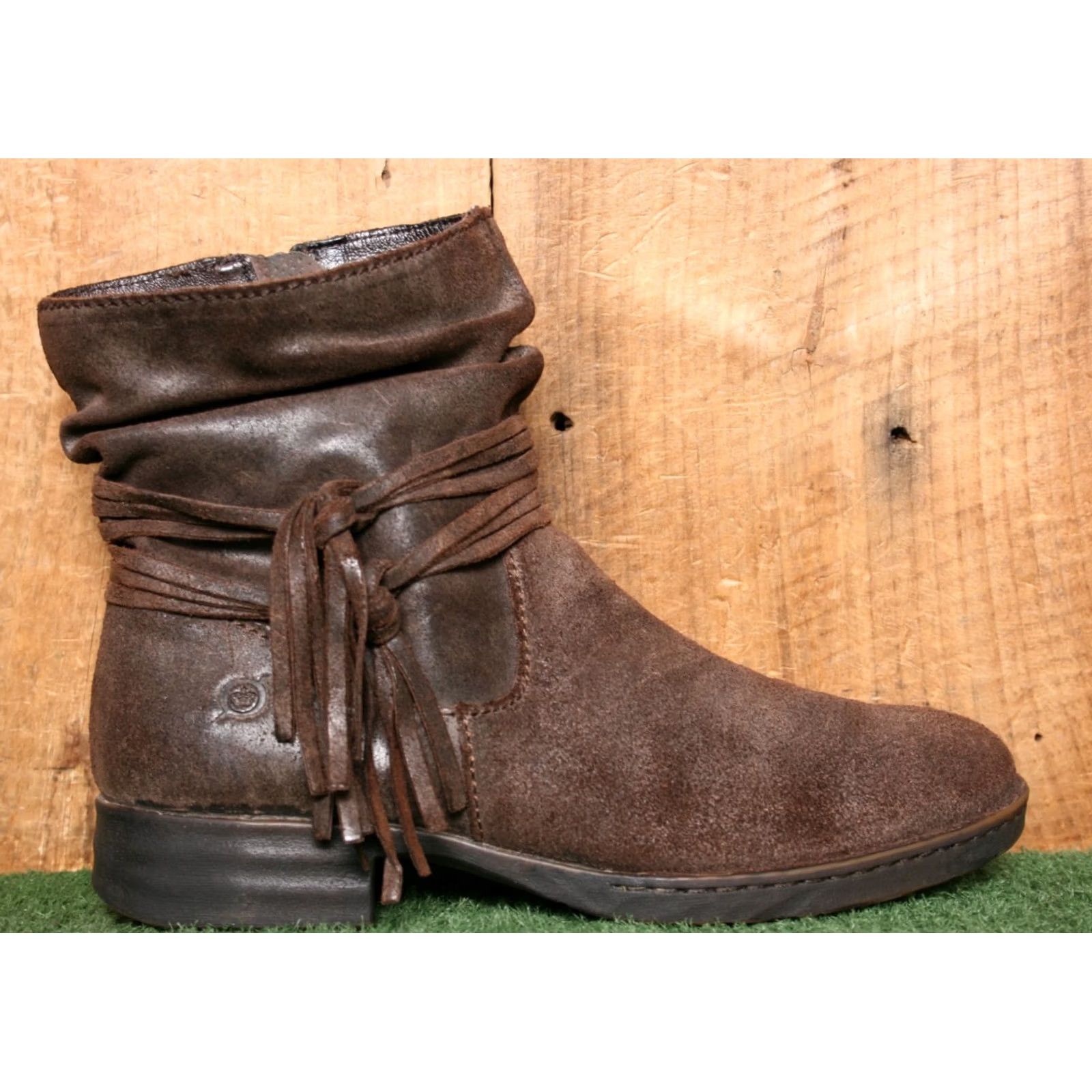 Born BORN Cross Distressed Brown Suede Leather Slouchy Ankle Boots Sz. 8M Size US 8 / IT 38 - 2 Thumbnail
