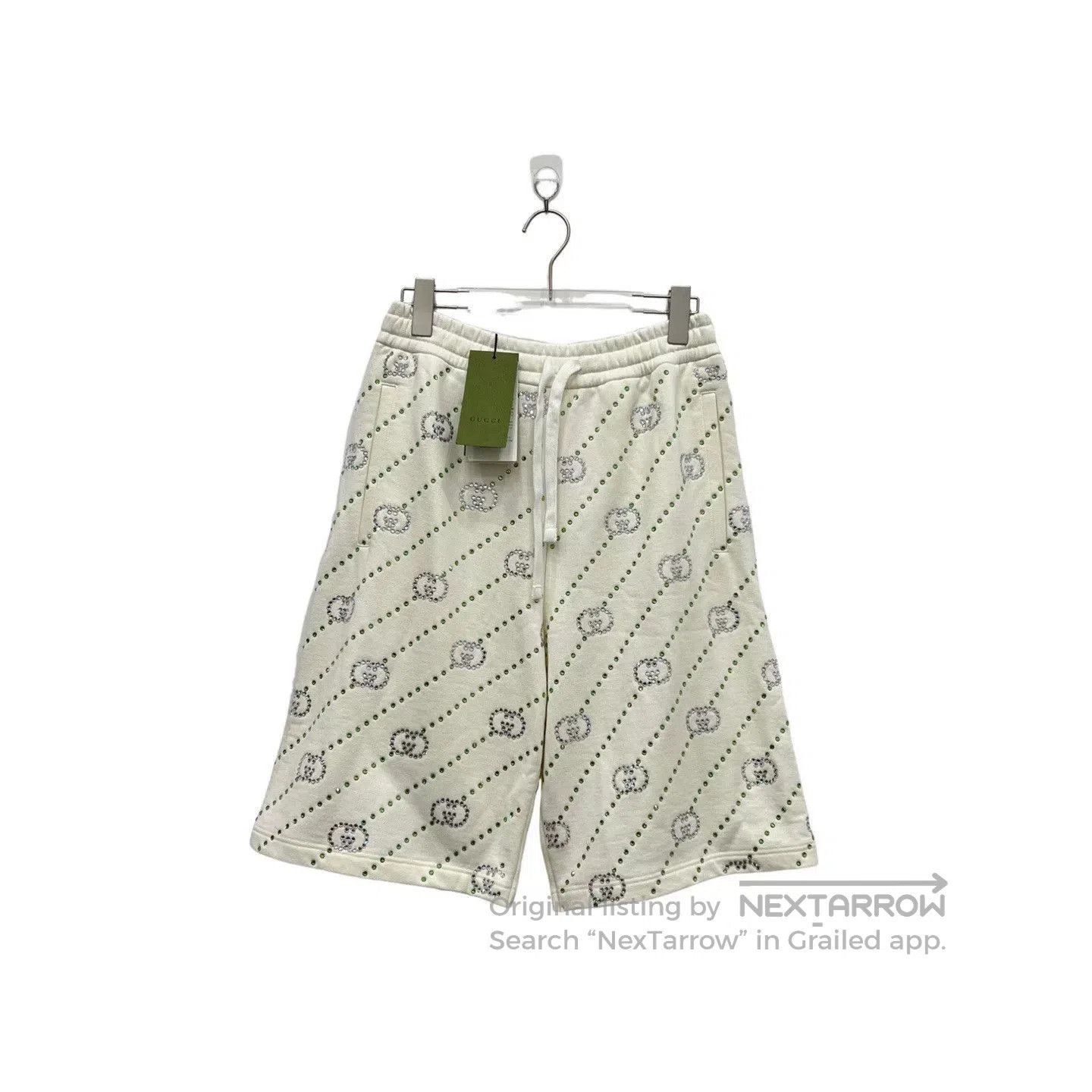 Gucci Gucci Logo Rhinestone White Shorts. Size 22" - 2 Thumbnail