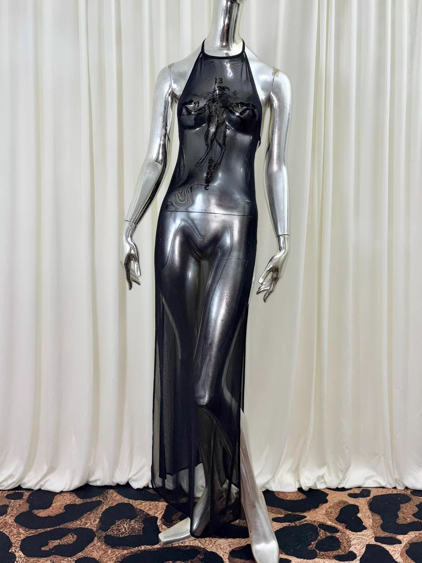 Other sense13th black tulle halter high-slit long dress Size ONE SIZE - 2 Thumbnail