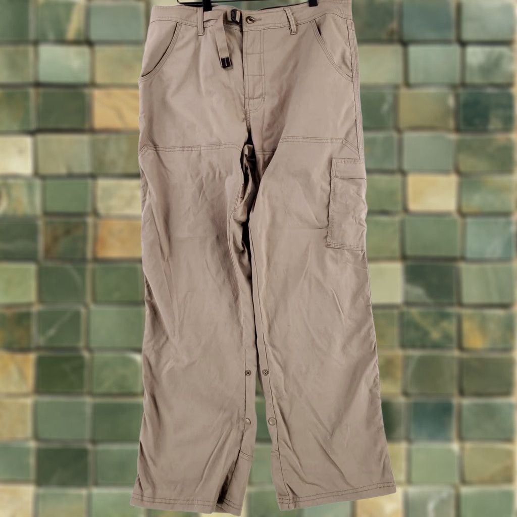 Prana Prana Zion Pants Zip Fly Belted Hiking Performance Mens L Brown 36 Inseam 29.5 Belted Hiking Mens Pants Size US 36 / EU 52 - 1 Thumbnail