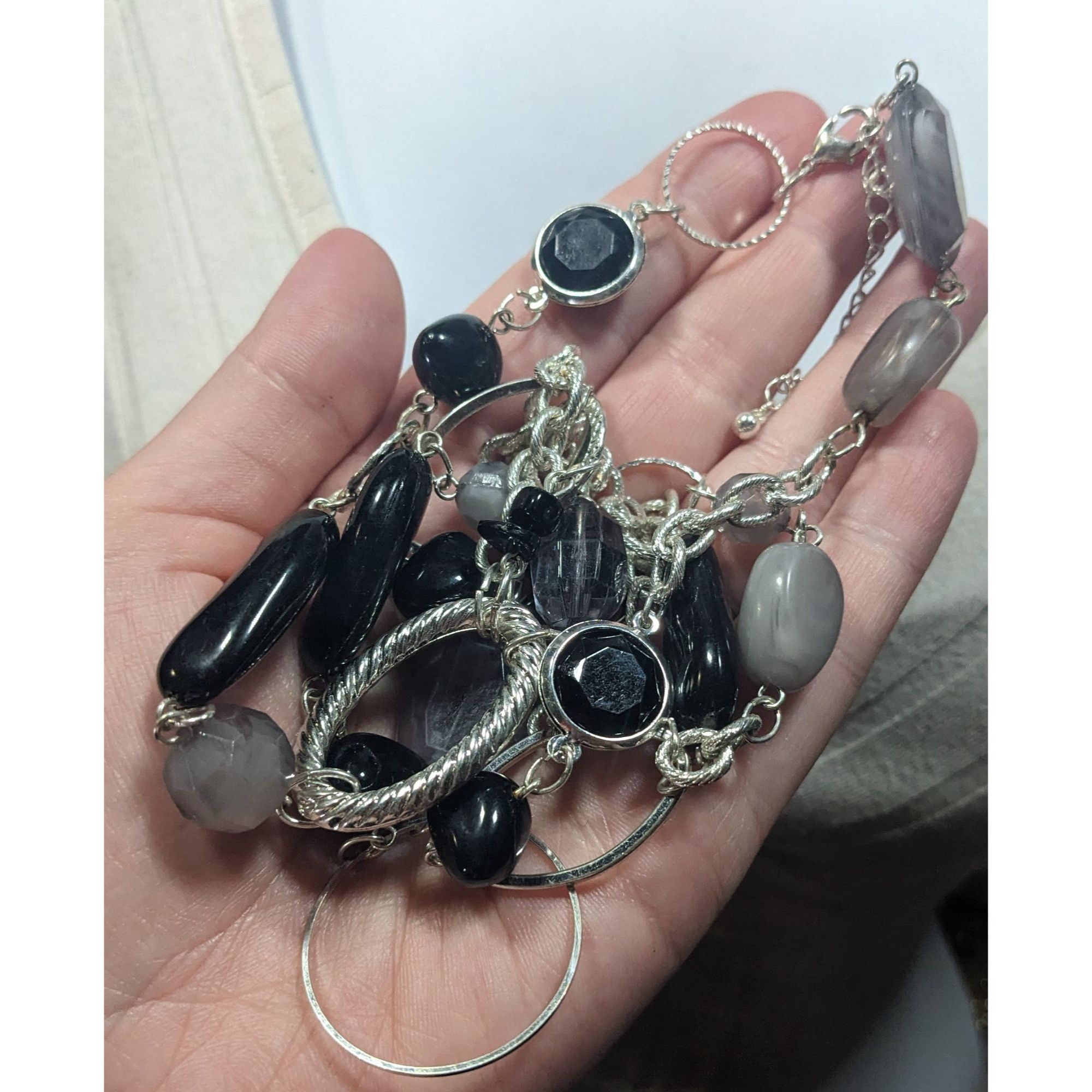 Other Black And Grey Beaded Layered Chain Necklace Size ONE SIZE - 3 Thumbnail