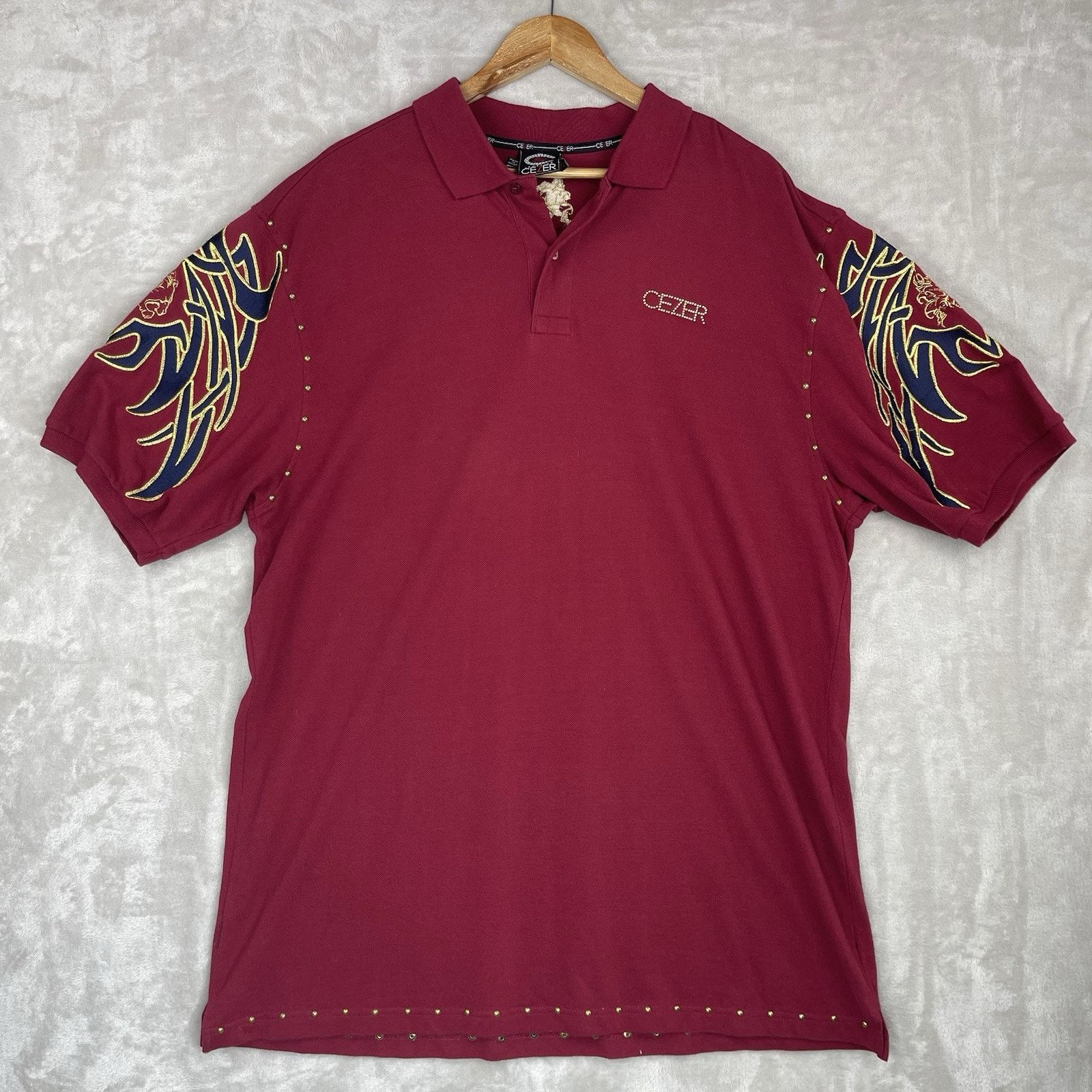 Other Jewelius Cezer Lion Graphic Polo Studded Red Oversized 2XL Size US XXL / EU 58 / 5 - 2 Thumbnail