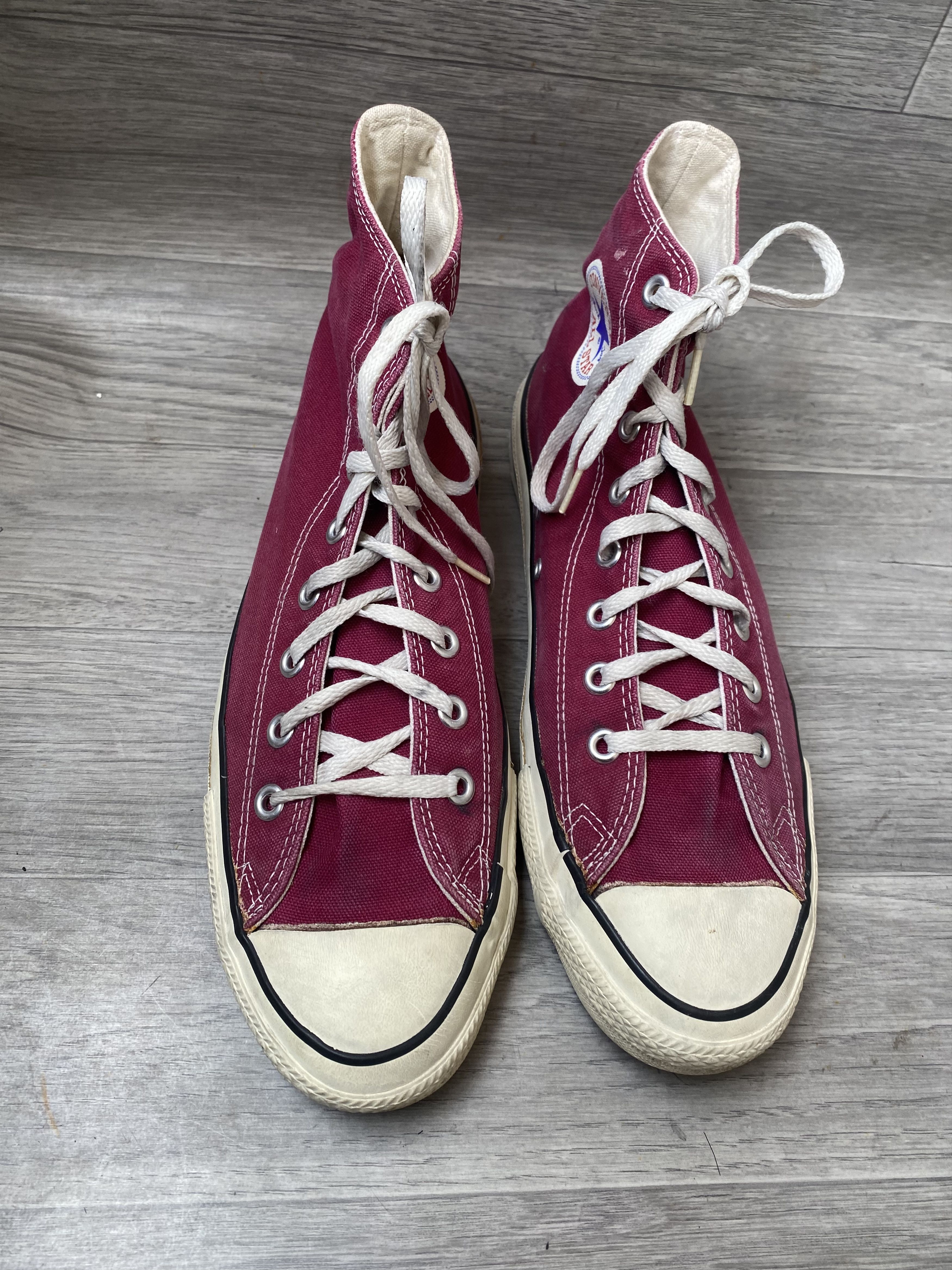 Converse Vintage 90's converse canvas hi-top maroon sneakers Size US 10.5 / EU 43-44 - 5 Thumbnail