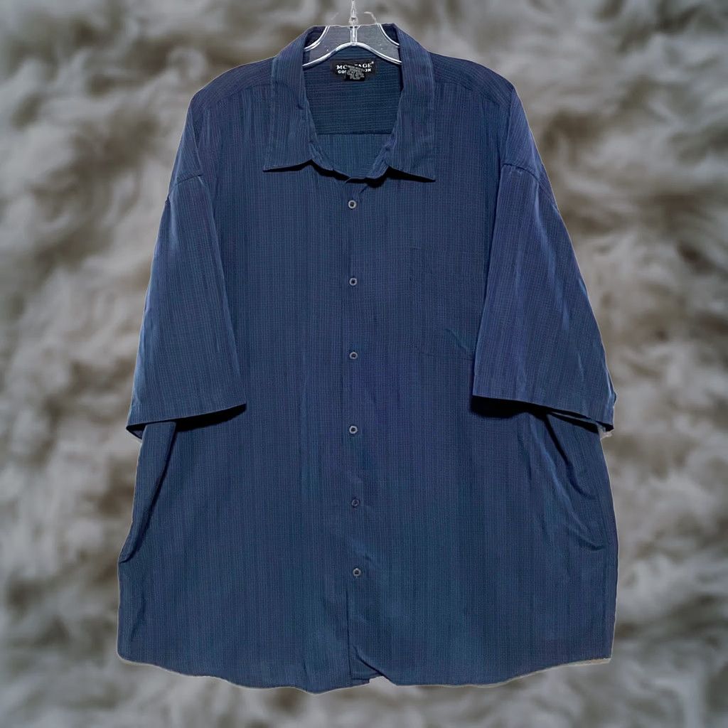 Vintage Montage Collection Shirt Mens 2XL Blue Button Striped Classic Preppy Minimalist Size US XXL / EU 58 / 5 - 1 Thumbnail