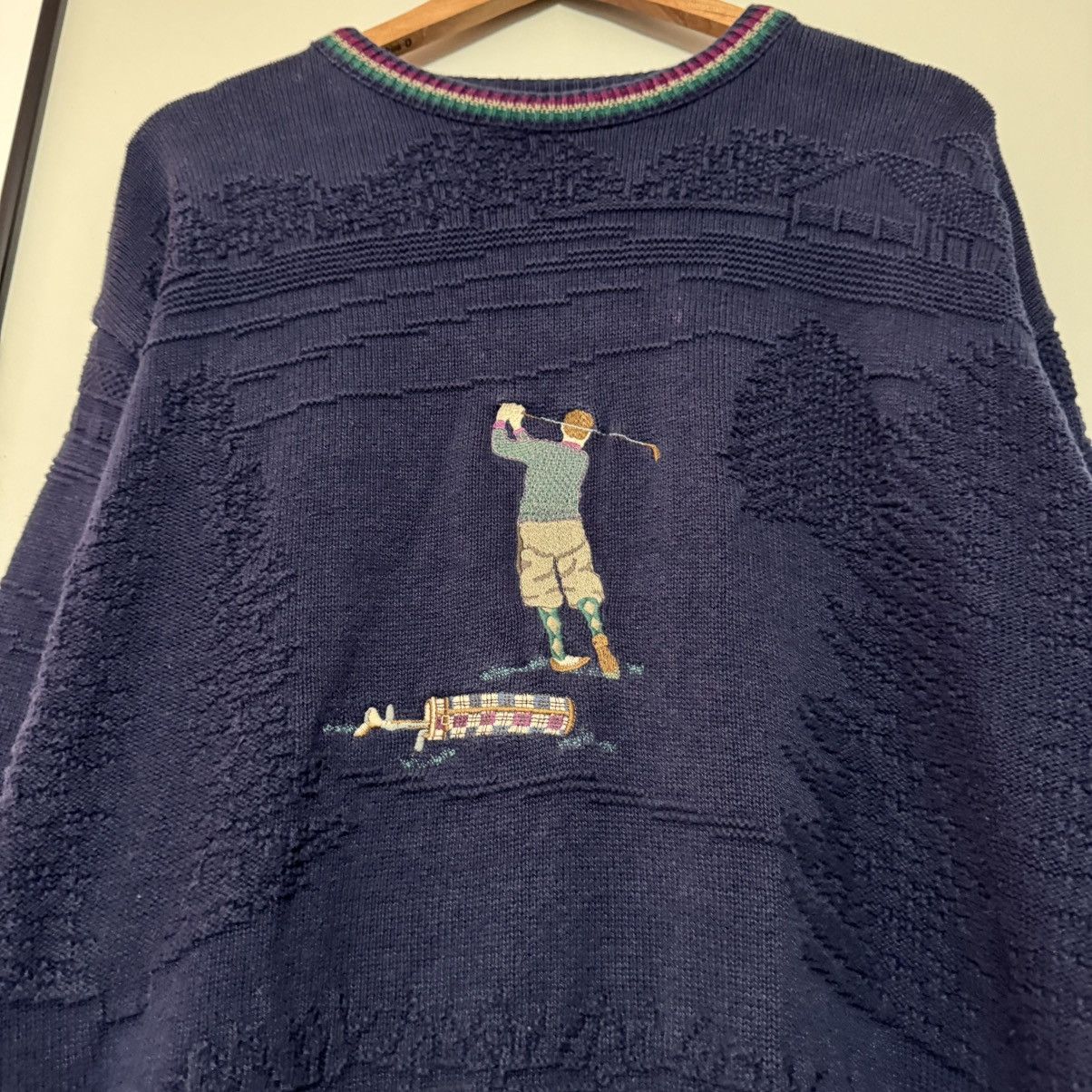 Vintage VINTAGE 90s CYPRES LINKS GOLF EMBROIDERED TEXTURED SWEATER Size US XL / EU 56 / 4 - 6 Thumbnail