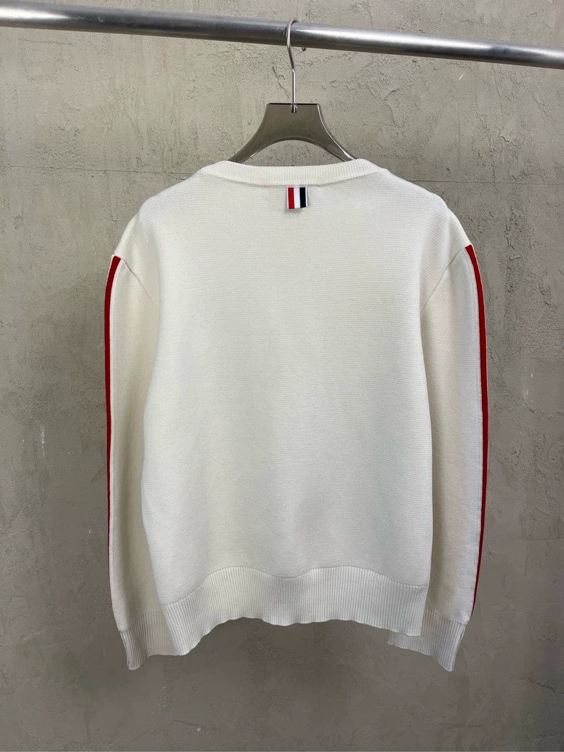 Thom Browne Thom browne Beige stripe round-neck wool sweater 2504-Nexta Size US XL / EU 56 / 4 - 3 Thumbnail