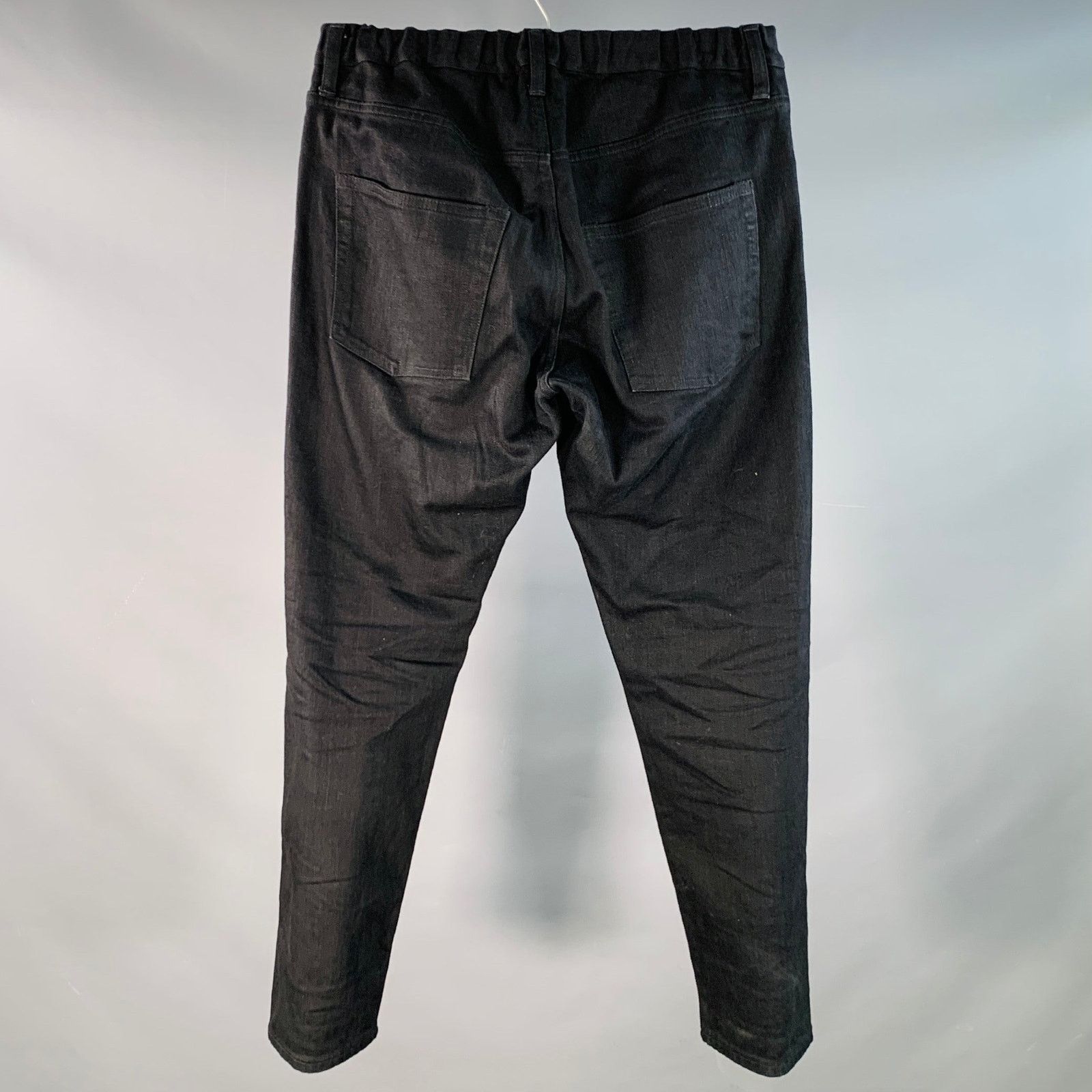 Other QUADRO S Black Cotton Twill Elastic Waistband Tapered Jeans Size US 28 / EU 44 - 2 Thumbnail