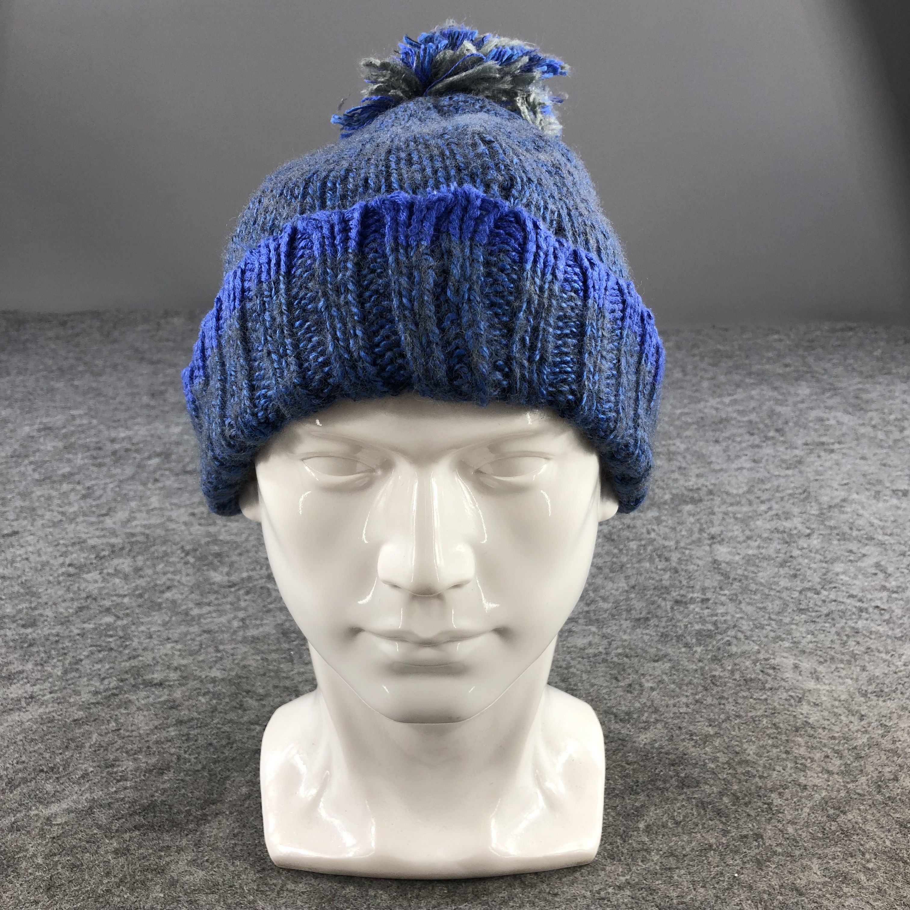 Vintage Unknown Blue Bobble Beanie Snowcap Snow Hat B408 Size ONE SIZE - 2 Thumbnail