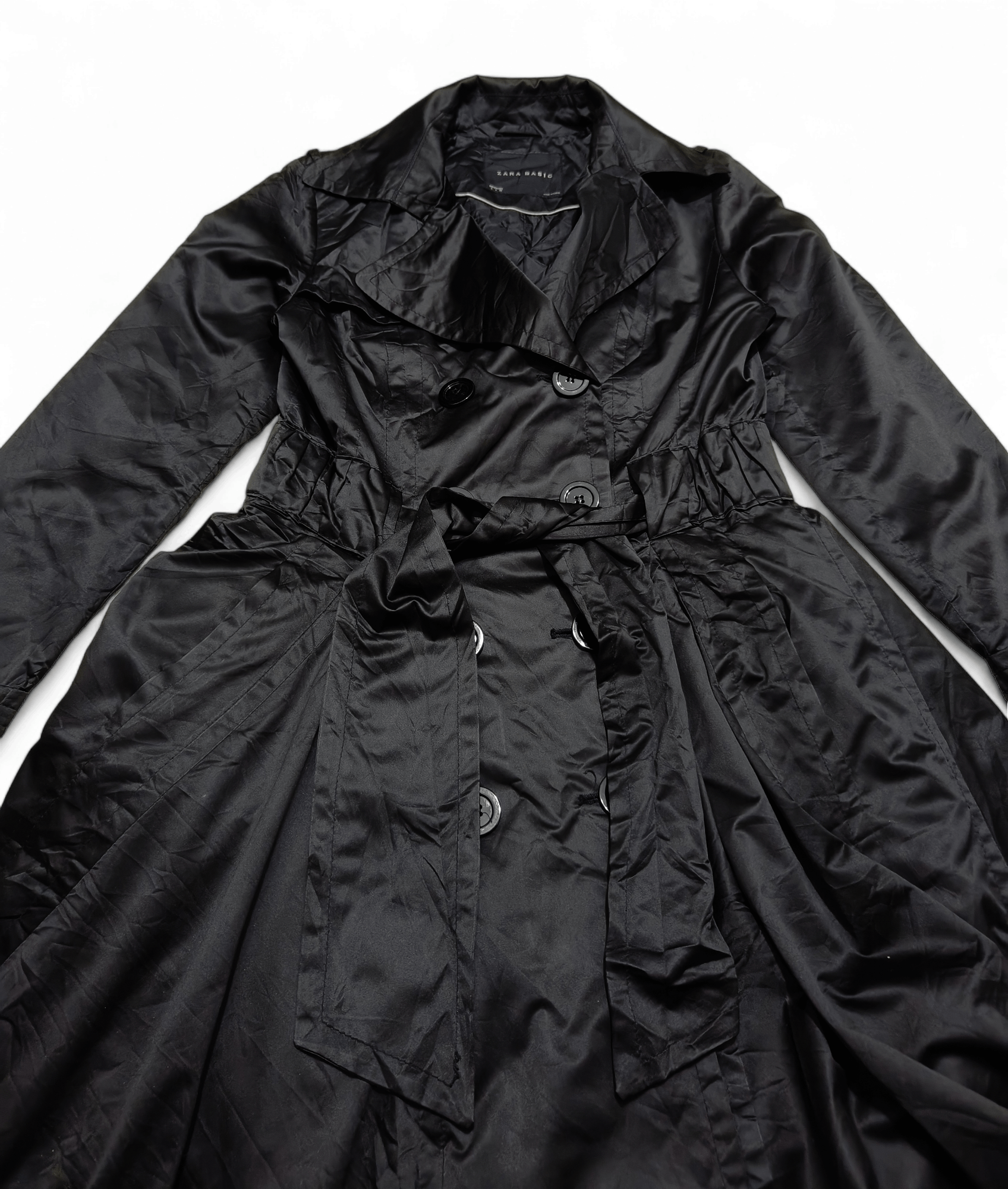 Other Vintage ZARA Basic Women Black Trench Coat Size L / US 10 / IT 46 - 6 Thumbnail