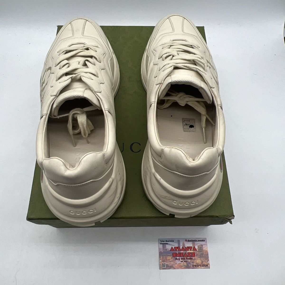 Gucci GUCCI Calfskin Logo Men’s Rhyton Sneakers Ivory Size US 12.5 / EU 45-46 - 6 Thumbnail