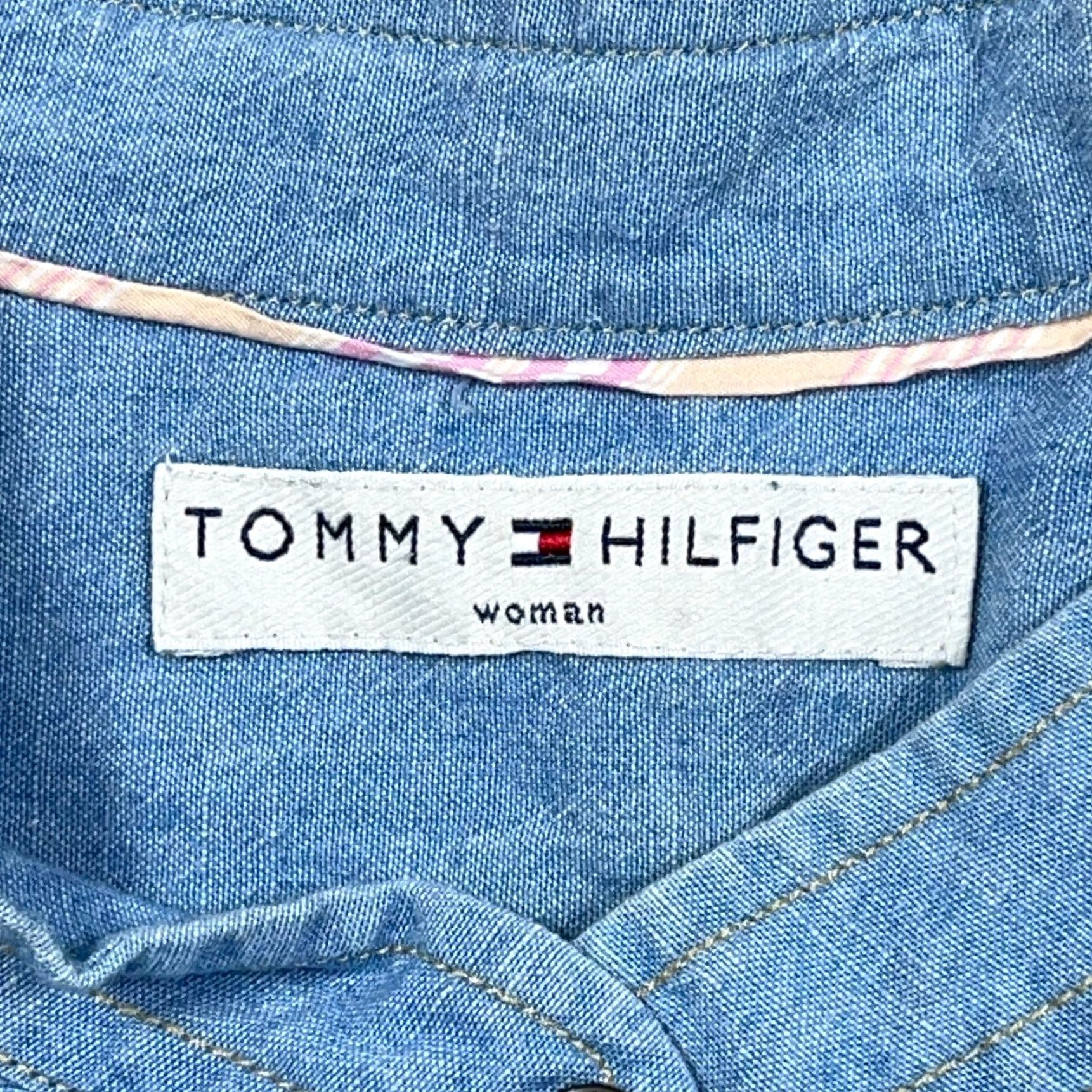Tommy Hilfiger Tommy Hilfiger Denim Shirt Women 16 Button-Up Collared Western Cowboy Preppy Casual Solid Blue 100% Cotton Regular Size XXL / US 16-18 / IT 52-54 - 4 Thumbnail