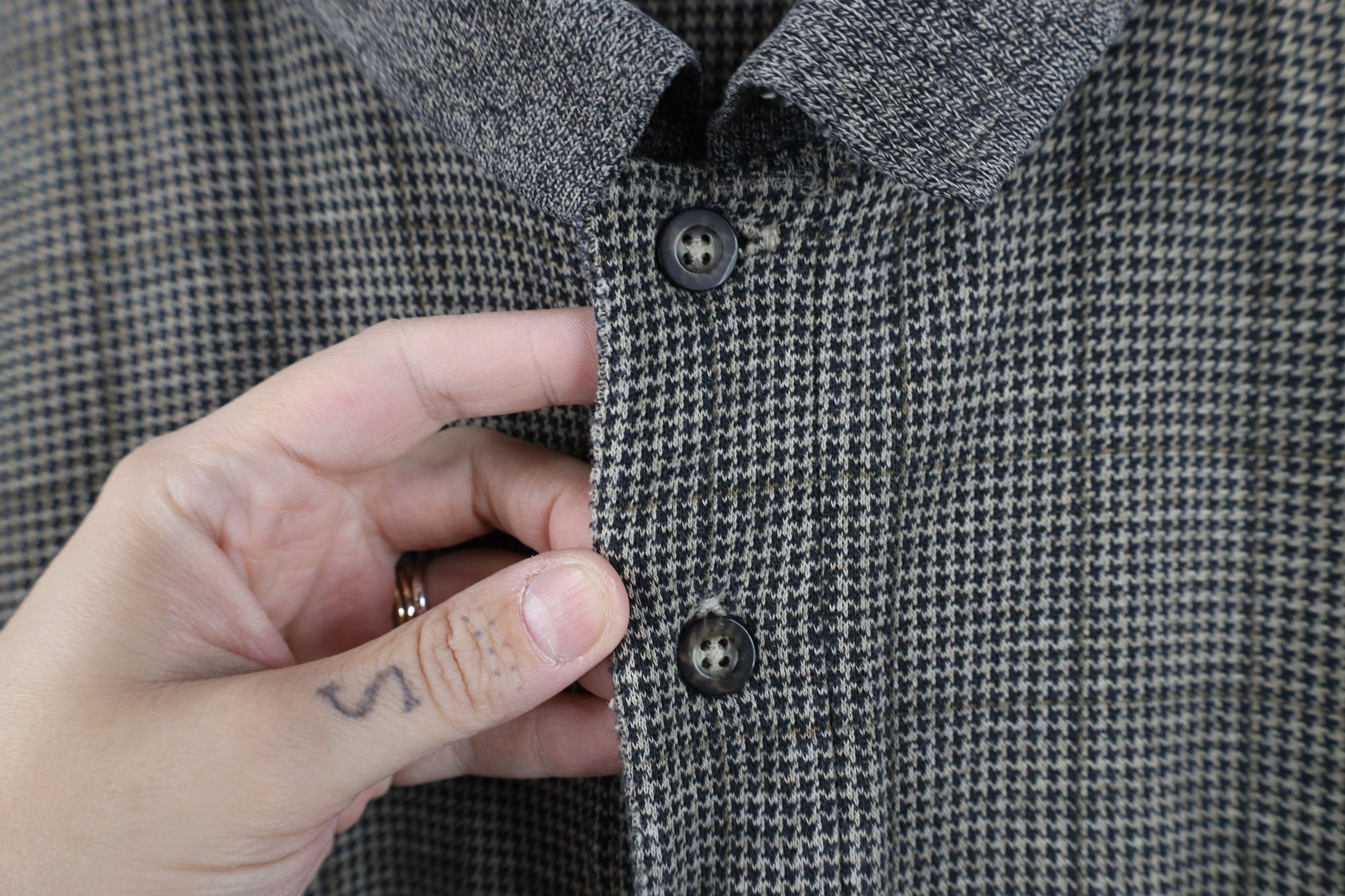 Vintage Vintage 90s Streetwear Houndstooth Long Sleeve Rugby Polo Size US XL / EU 56 / 4 - 5 Thumbnail