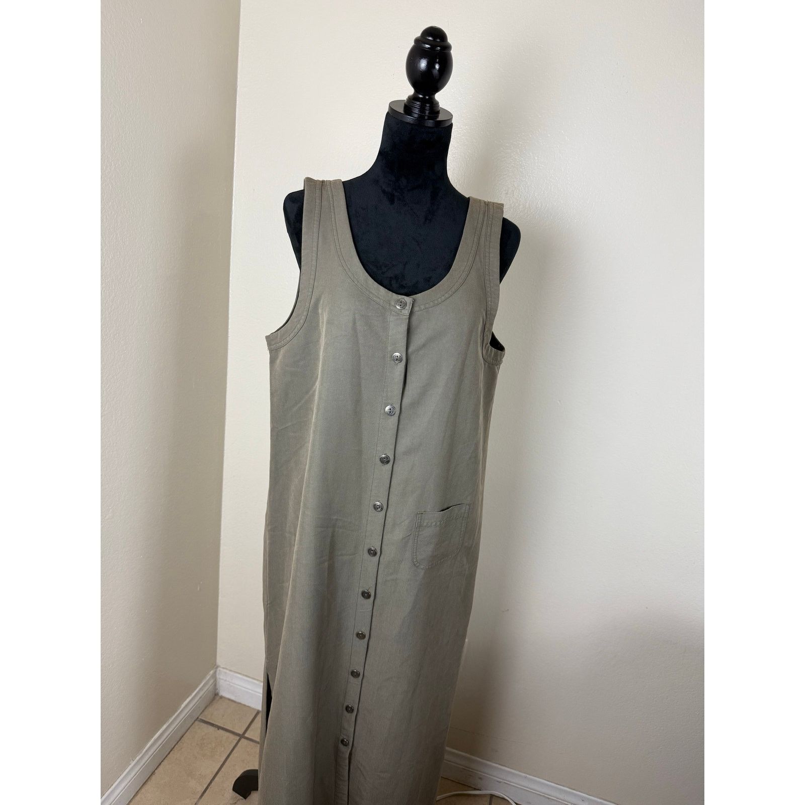 Other Directives Olive Lyocell Sleeveless Jumper Dress - L Size L / US 10 / IT 46 - 2 Thumbnail