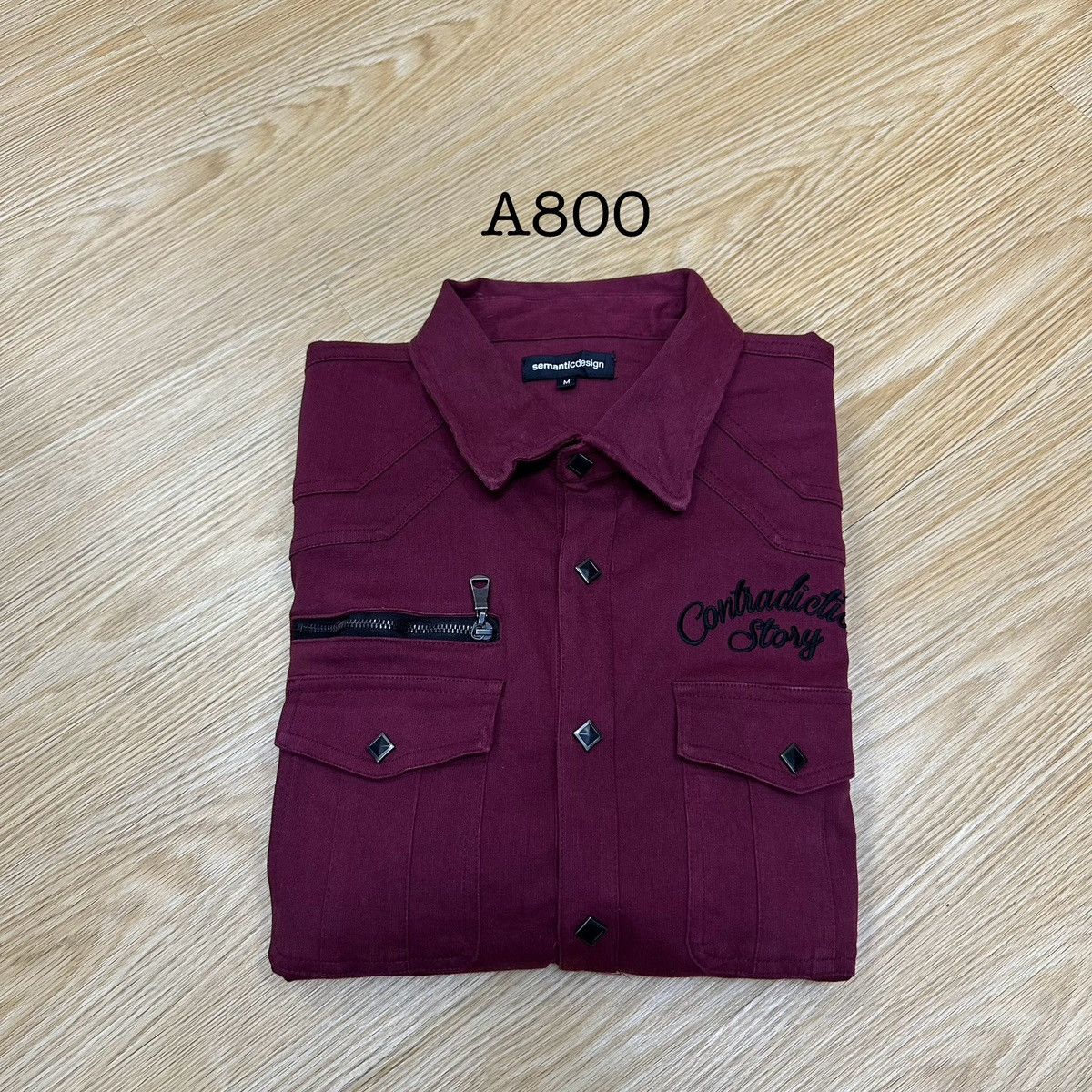 semanticdesign Semantic Design Punk Maroon Denim Shirt A800 Size US S / EU 44-46 / 1 - 15 Thumbnail