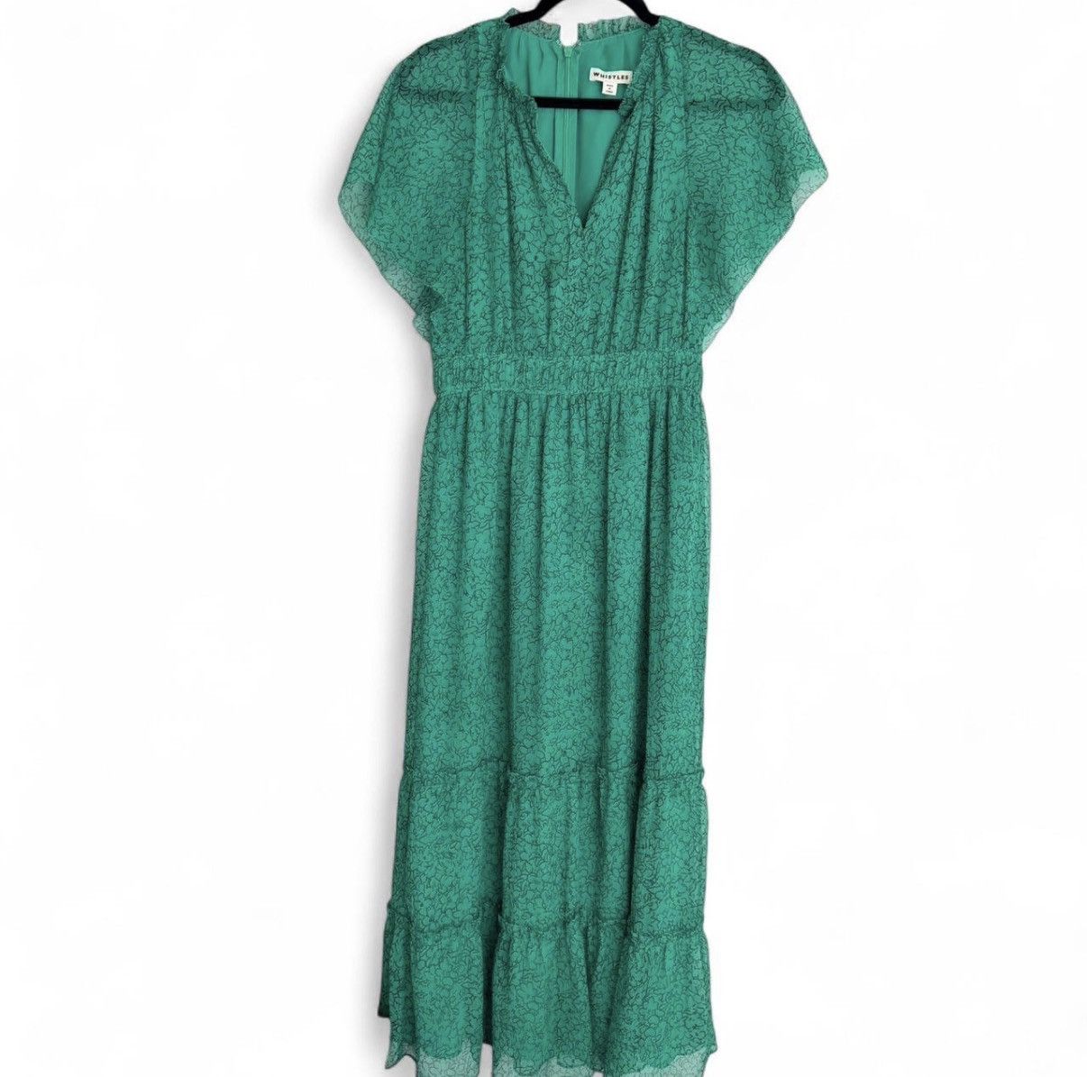 Whistles Whistles Green Sketched Floral Frill tiered Dress 4 Size S / US 4 / IT 40 - 5 Thumbnail