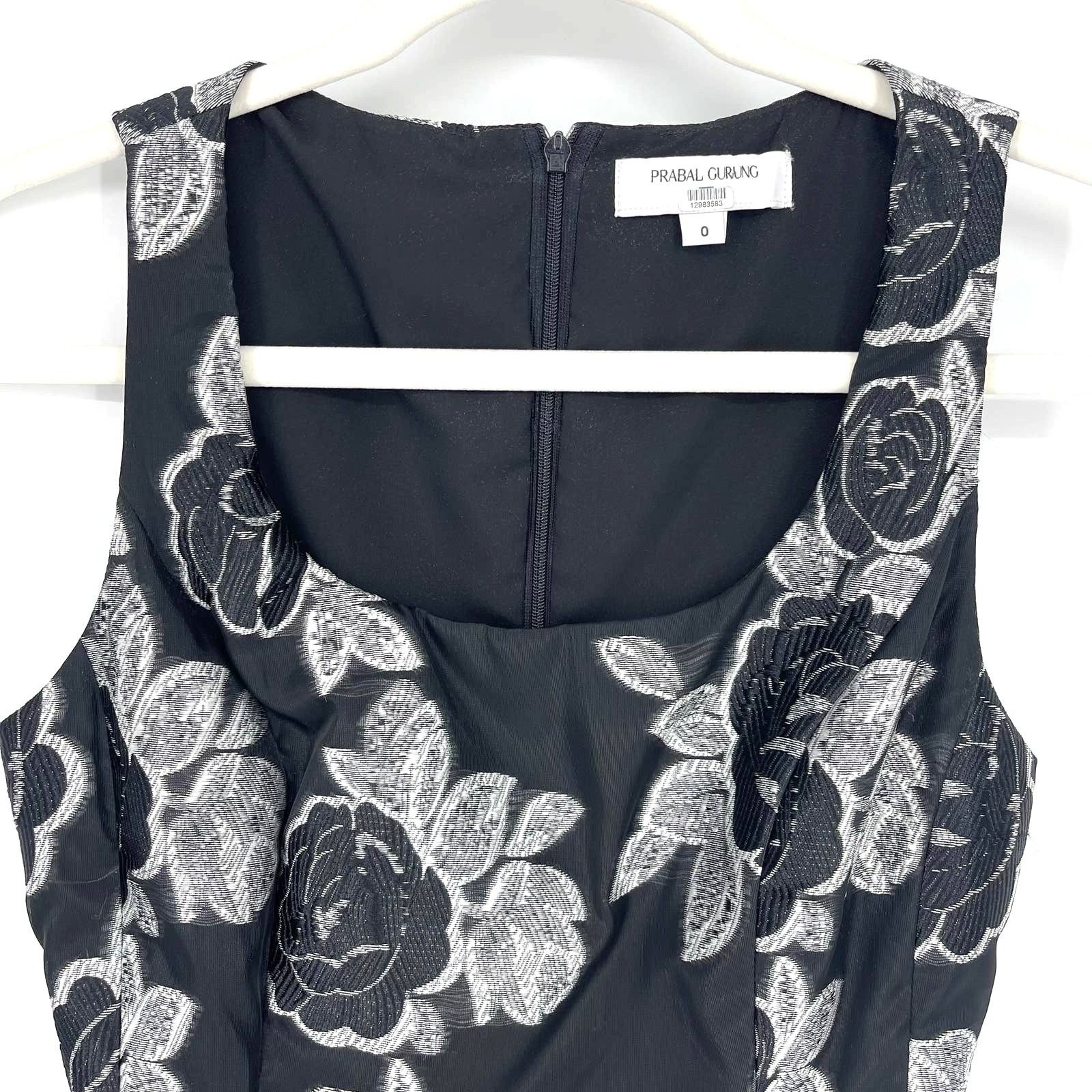 Prabal Gurung Prabal Gurung Collective Black Floral Jacquard Flare Dress 0 Size XS / US 0-2 / IT 36-38 - 3 Thumbnail