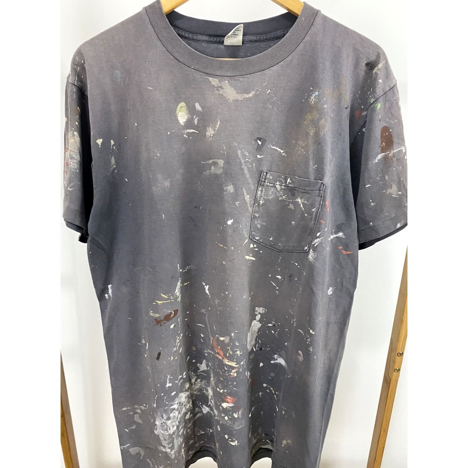 Vintage VTG Towncraft Gradient Sun Faded Paint Splatter Work Single Stitch T-Shirt XL Men Black Short Sleeve Stitch Shop Womens Mens Boys Girls Size US XL / EU 56 / 4 - 4 Thumbnail