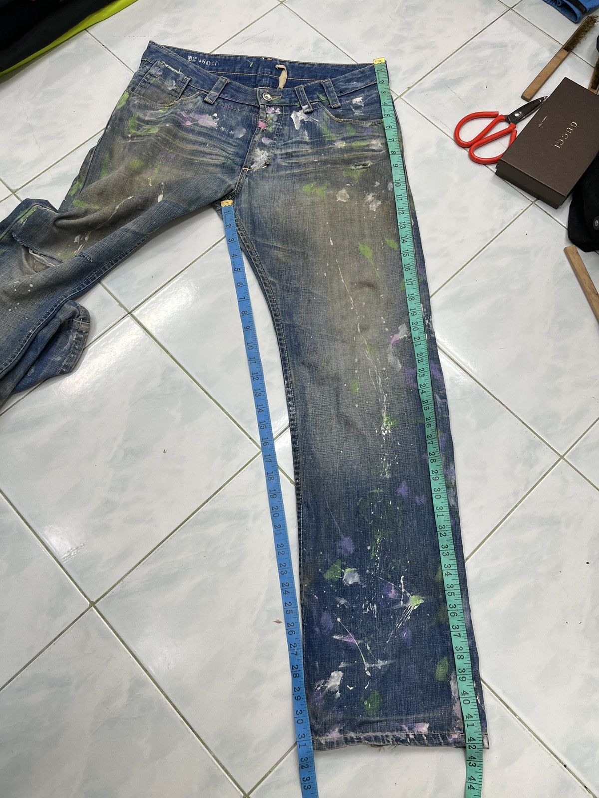 Japanese Brand 🔥🔥🔥ARCHIVE LUXY SPLATTER PAINT DENIM Size US 33 - 20 Thumbnail