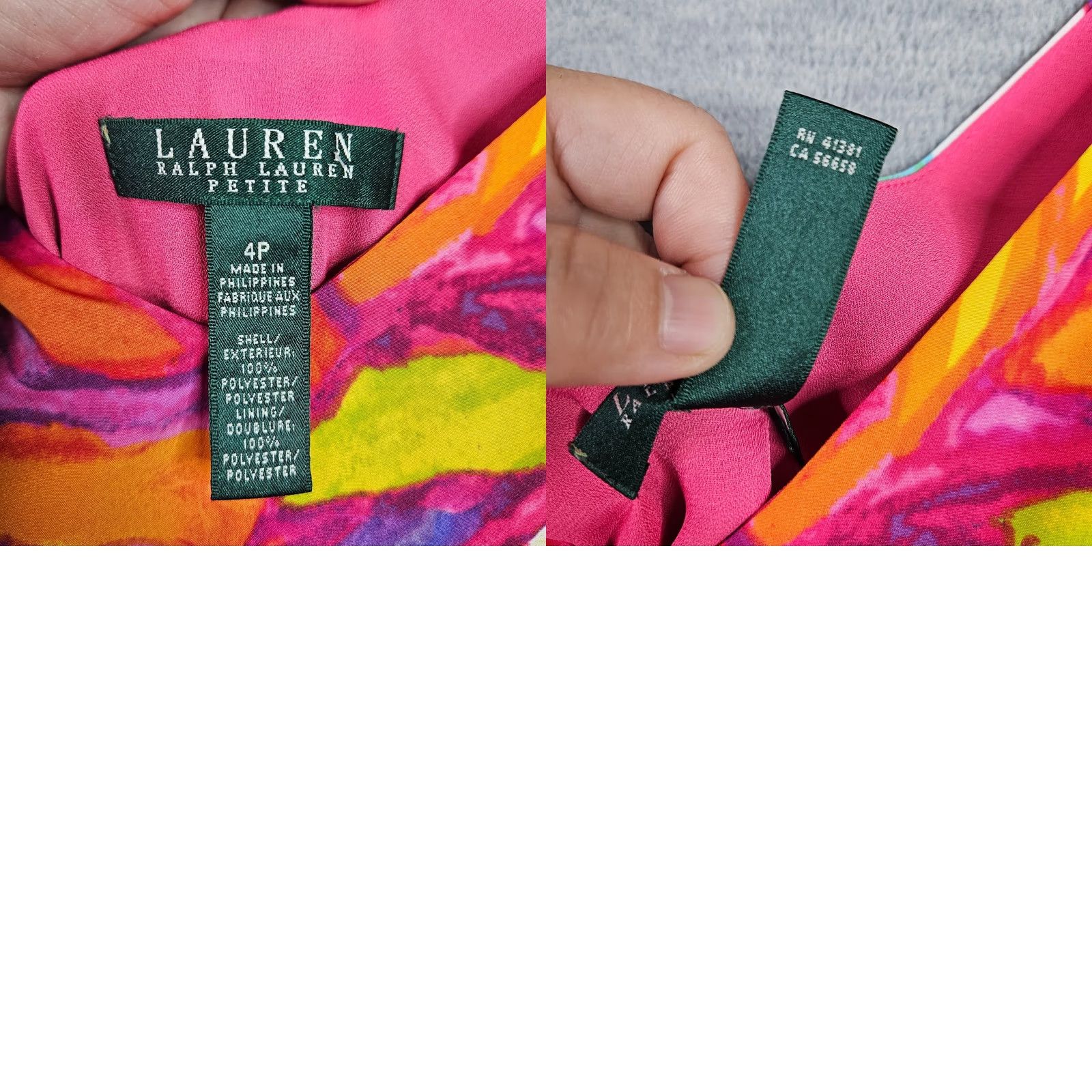 Ralph Lauren Lauren Ralph Lauren Women's V-neck Colorful Cocktail Dress 4P Petite Multicolor Sleeveless A-Line Shorts? Size S / US 4 / IT 40 - 9 Thumbnail