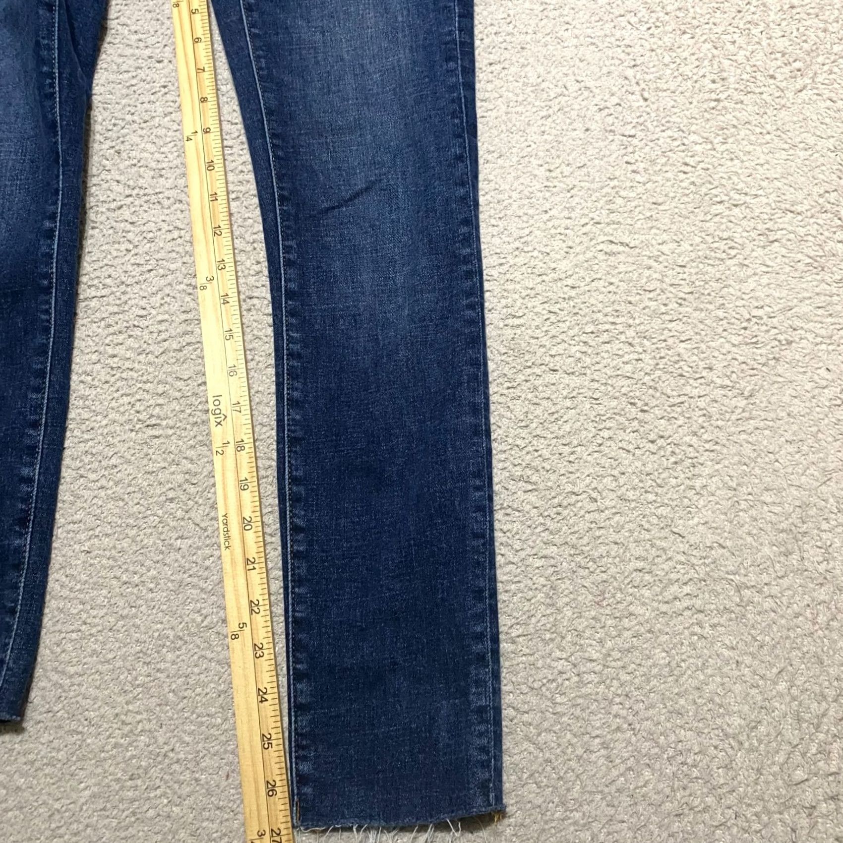 J.Crew J.CREW Jeans Womens 24 Blue Denim Dark Wash High Rise Skinny Raw Hem Shirt Moms? Size 42" / US 20 - 6 Thumbnail
