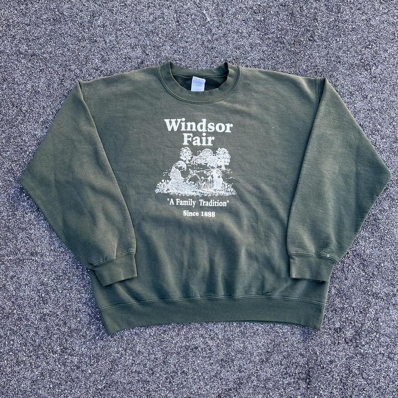 Vintage VINTAGE GREEN FADED "WINDSOR FAIR" GRAPHIC SWEATER Size US L / EU 52-54 / 3 - 1 Thumbnail