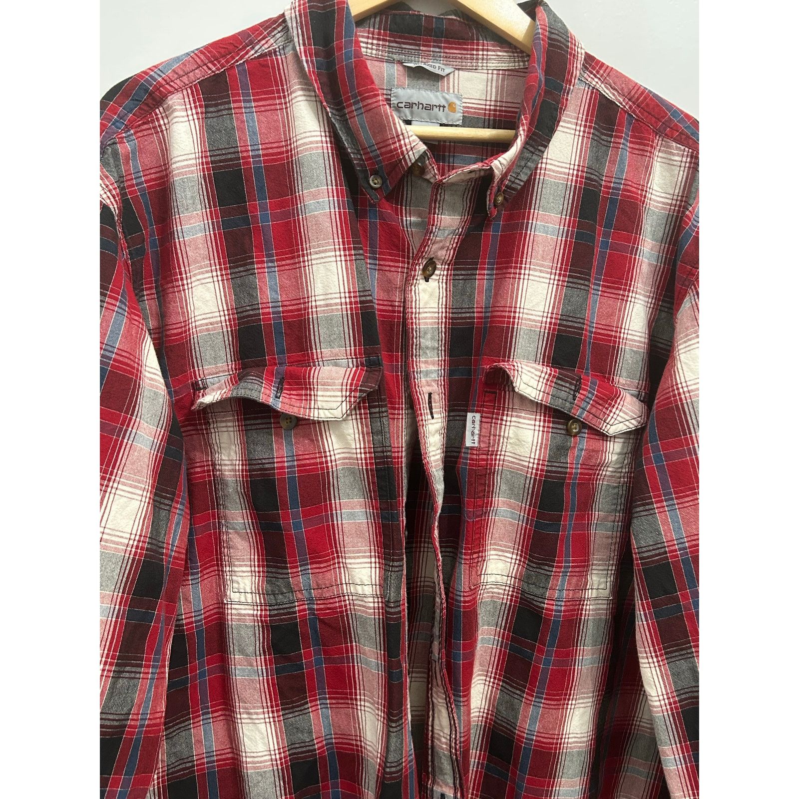 Carhartt Carhartt Red Plaid Relaxed Fit Flannel Shirt 2XL Size US XXL / EU 58 / 5 - 1 Thumbnail