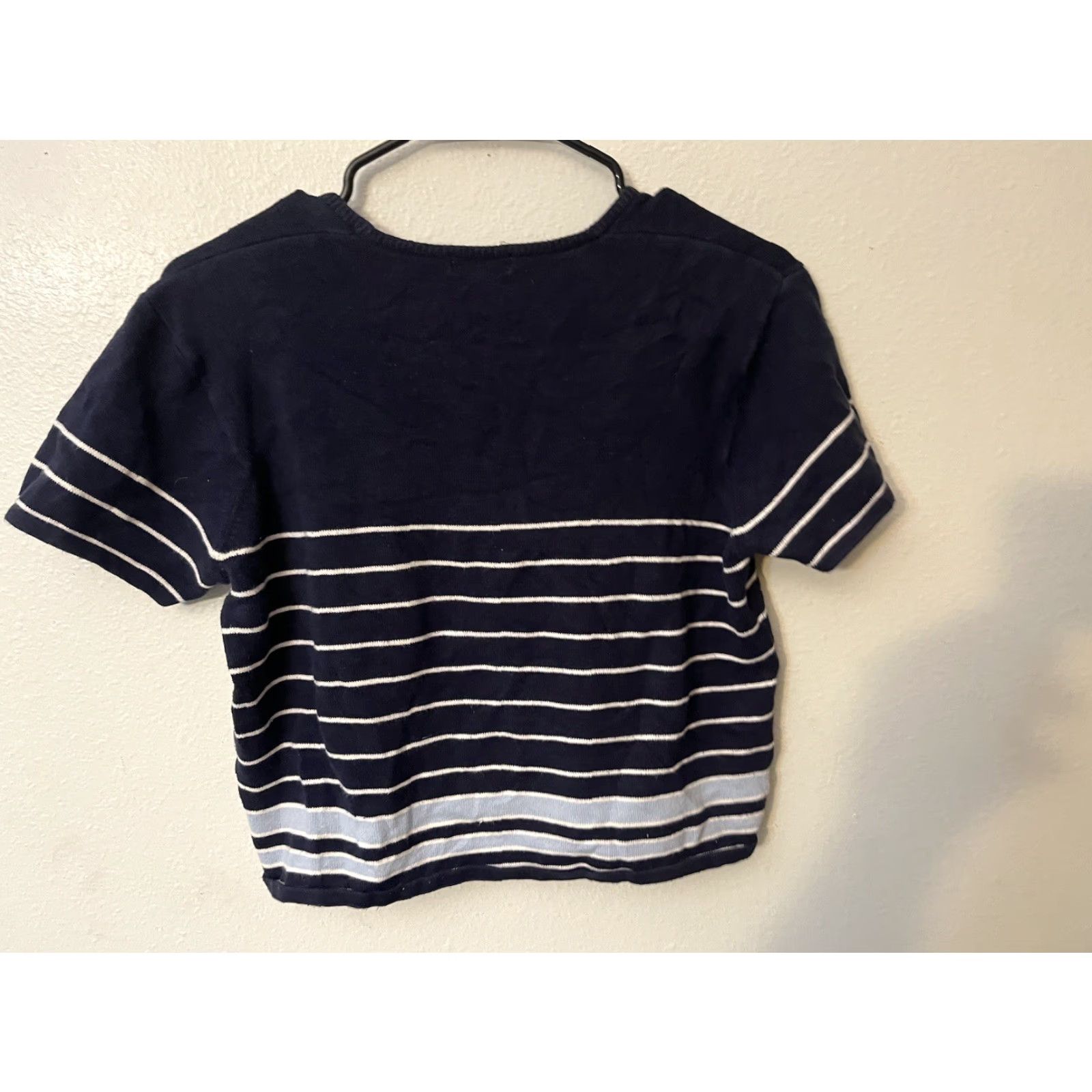 American Eagle Outfitters VINTAGE American Eagle Outfitters Sweater Shirt Women's M Blue Striped Knit Full Zip Fashion Size M / US 6-8 / IT 42-44 - 3 Thumbnail