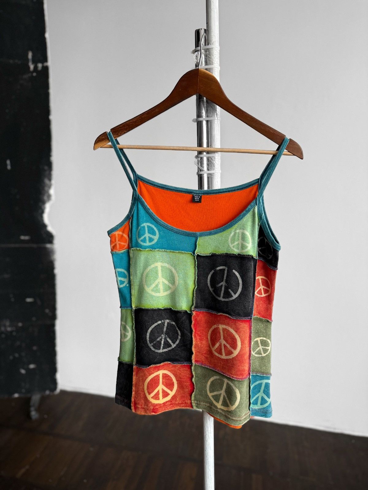Vintage Womens Vintage Patchwork Peace Sign Tank Top Y2K Hippie Size M / US 6-8 / IT 42-44 - 3 Thumbnail