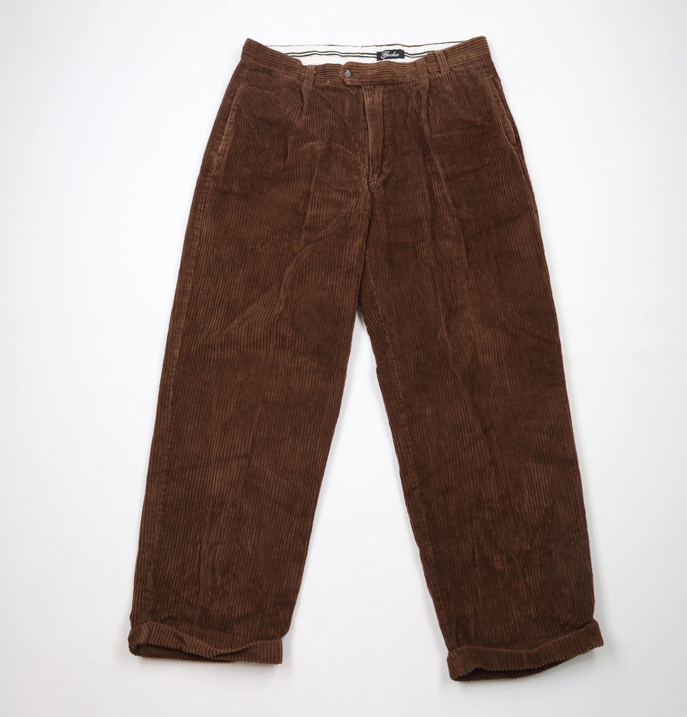 Vintage Vintage 90s Streetwear Baggy Wide Leg Corduroy Pants Brown Size US 36 / EU 52 - 1 Thumbnail