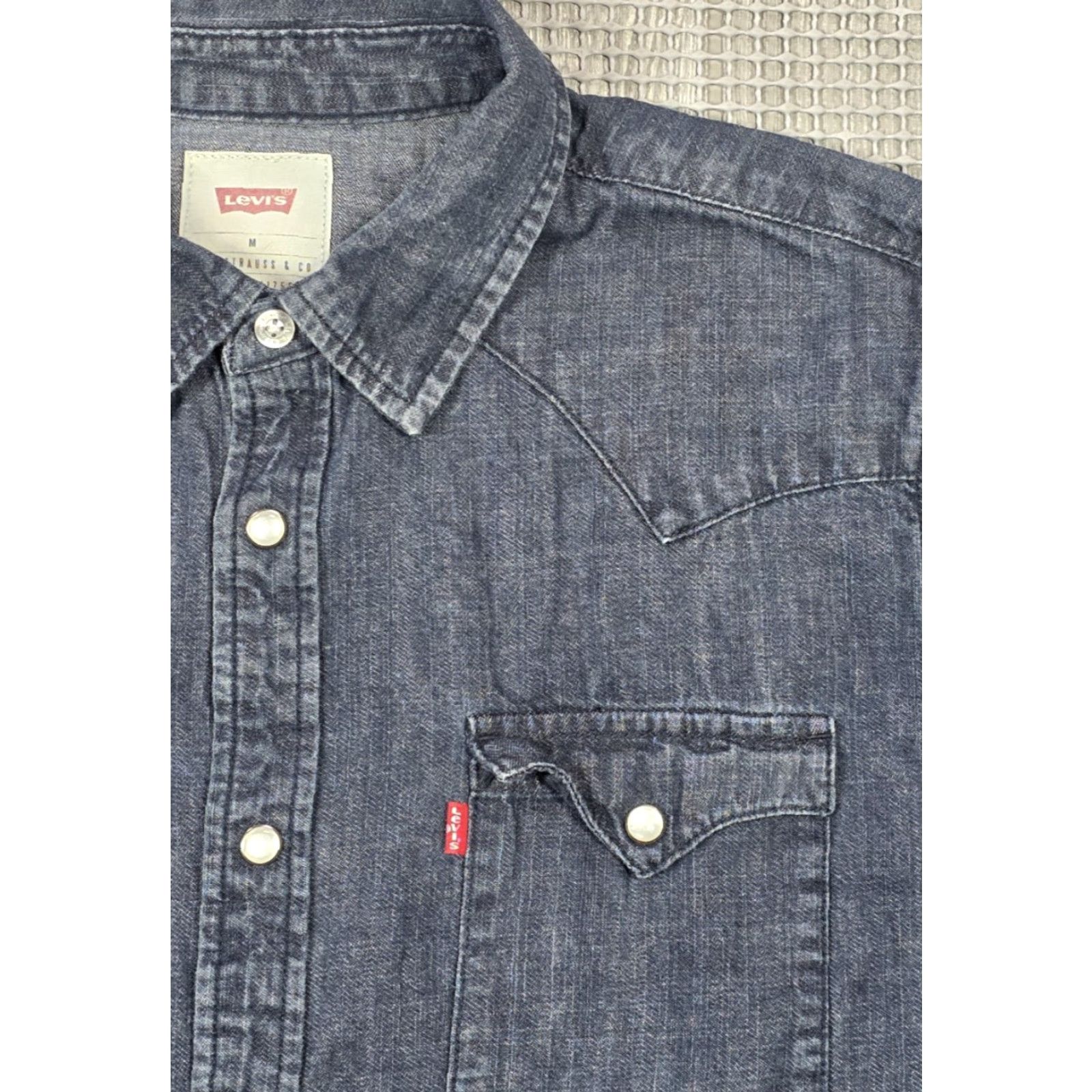 Levi's Levi’s Denim Western Pearl Snap Long Sleeve Blue Mens M Stretch Indigo Shirt Size US M / EU 48-50 / 2 - 3 Thumbnail