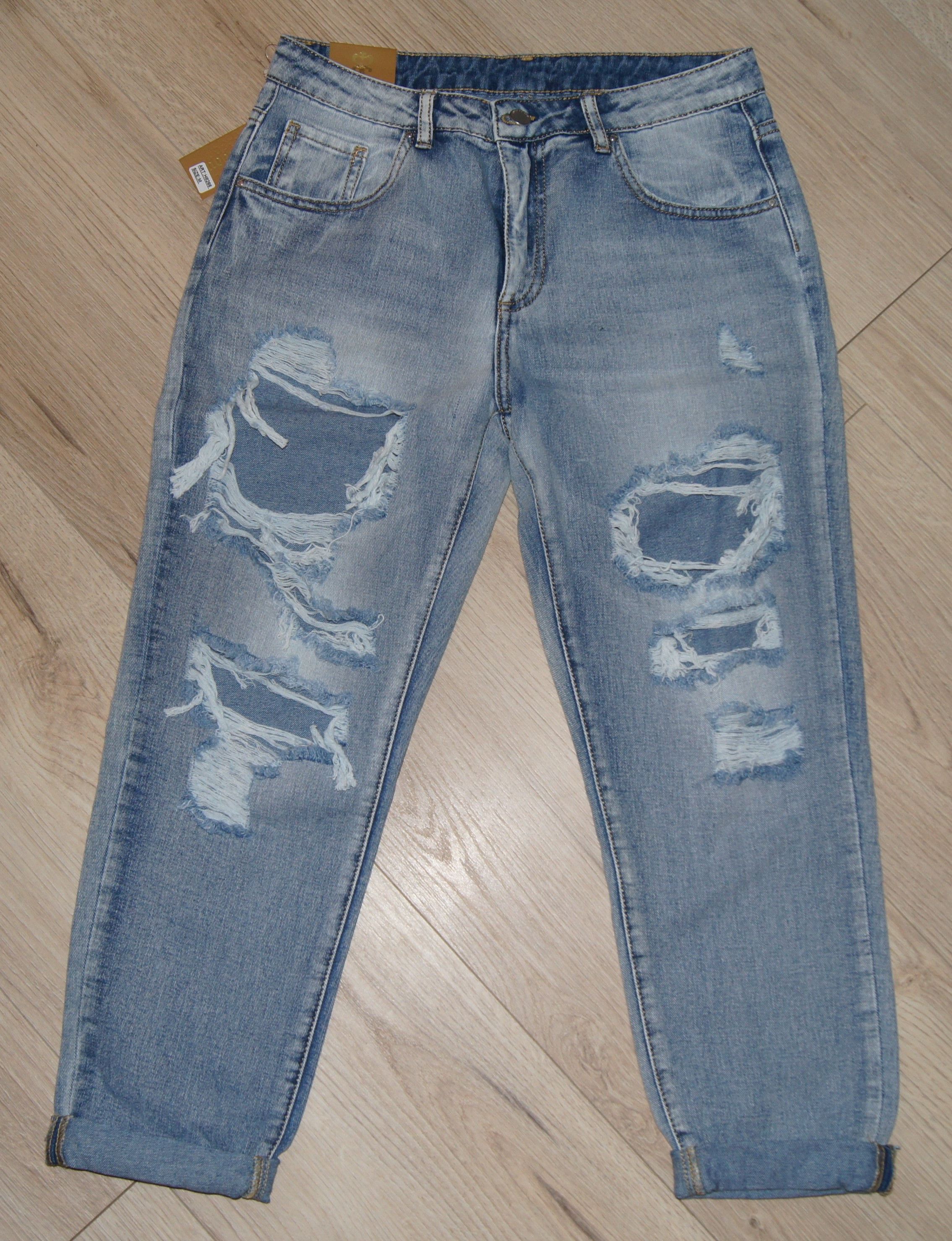 Other Women's distressed jeans Miss Bonbon with holes NEW US 10 M Size 32" / US 10 / IT 46 - 2 Thumbnail