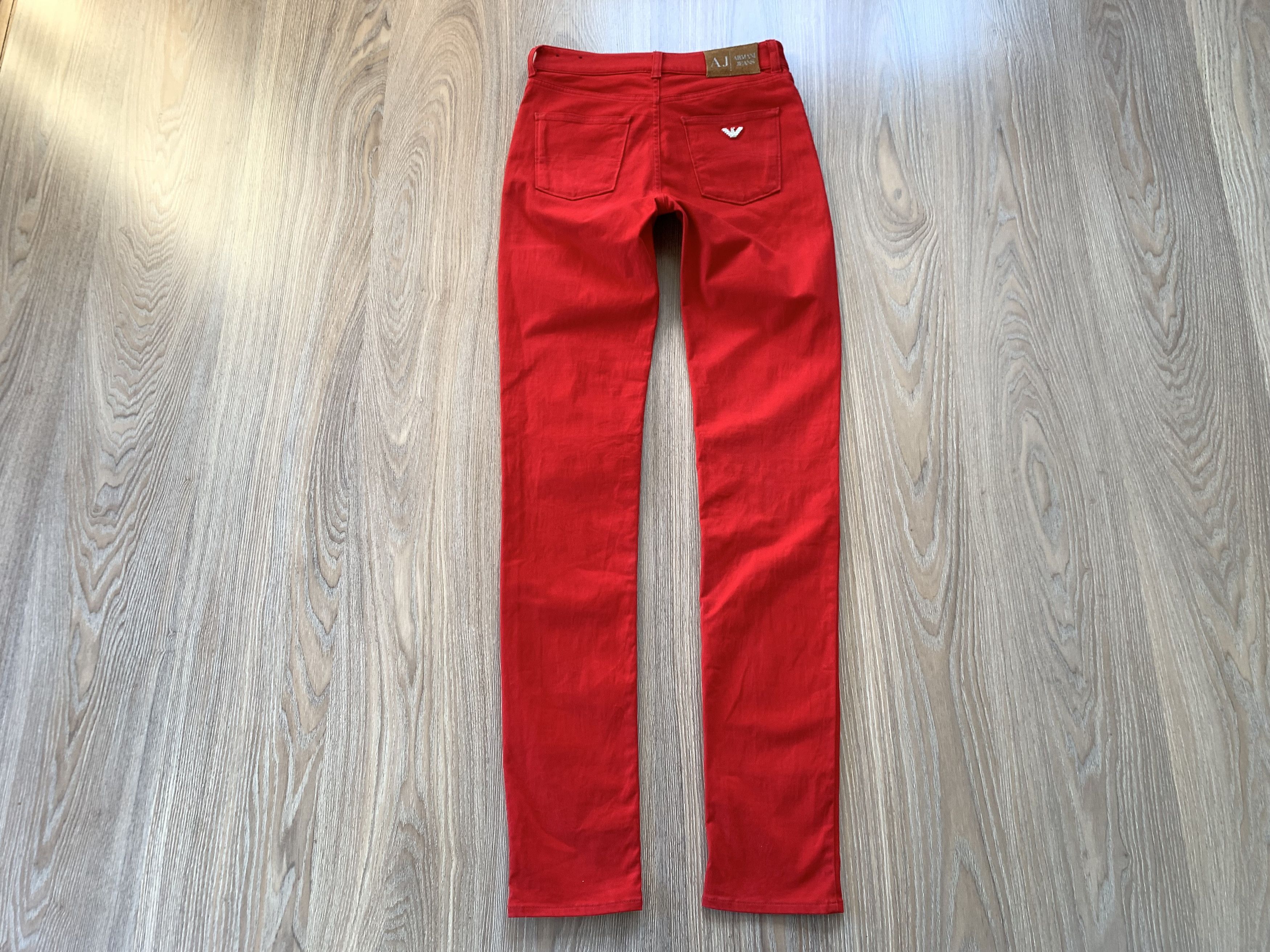 Armani × Vintage Rare Vintage Armani Jeans Red Stretch Jeans Pants Size 28" / US 6 / IT 42 - 2 Thumbnail