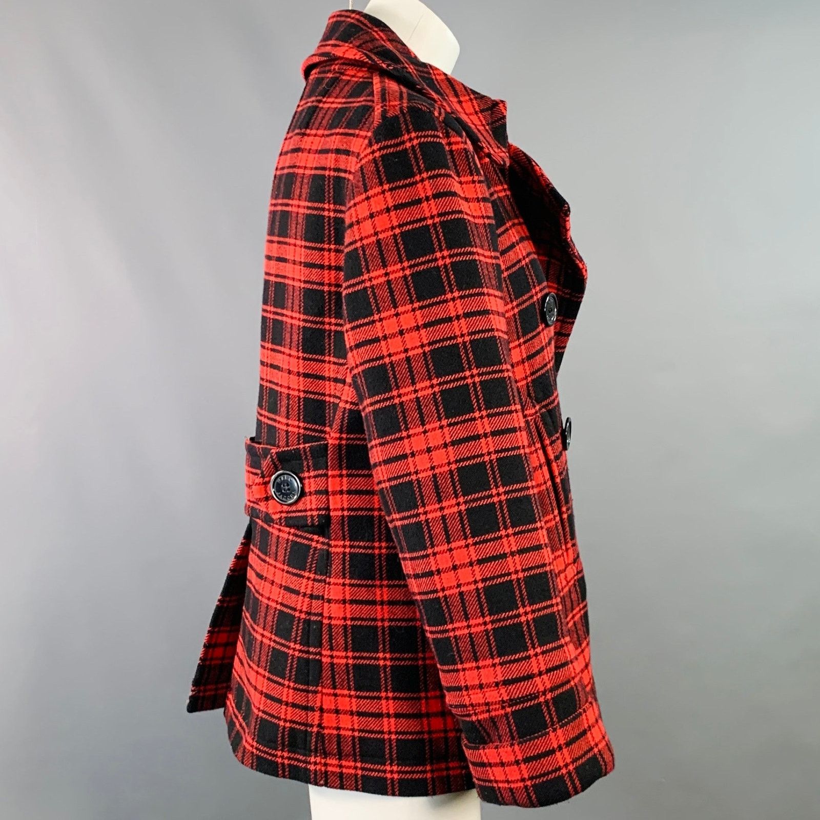 Marc by Marc Jacobs MARC by MARC JACOBS Red Black Wool Double Breasted Coat Size M / US 6-8 / IT 42-44 - 3 Thumbnail
