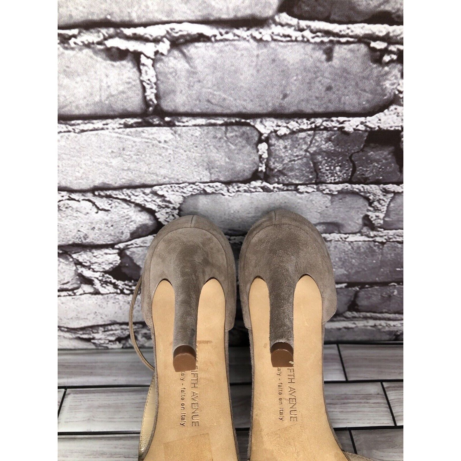 Saks Fifth Avenue Saks Fifth Ave Taupe Suede Leather Pointed Toe Strap Heels W Size US 9.5 / IT 39.5 - 15 Thumbnail