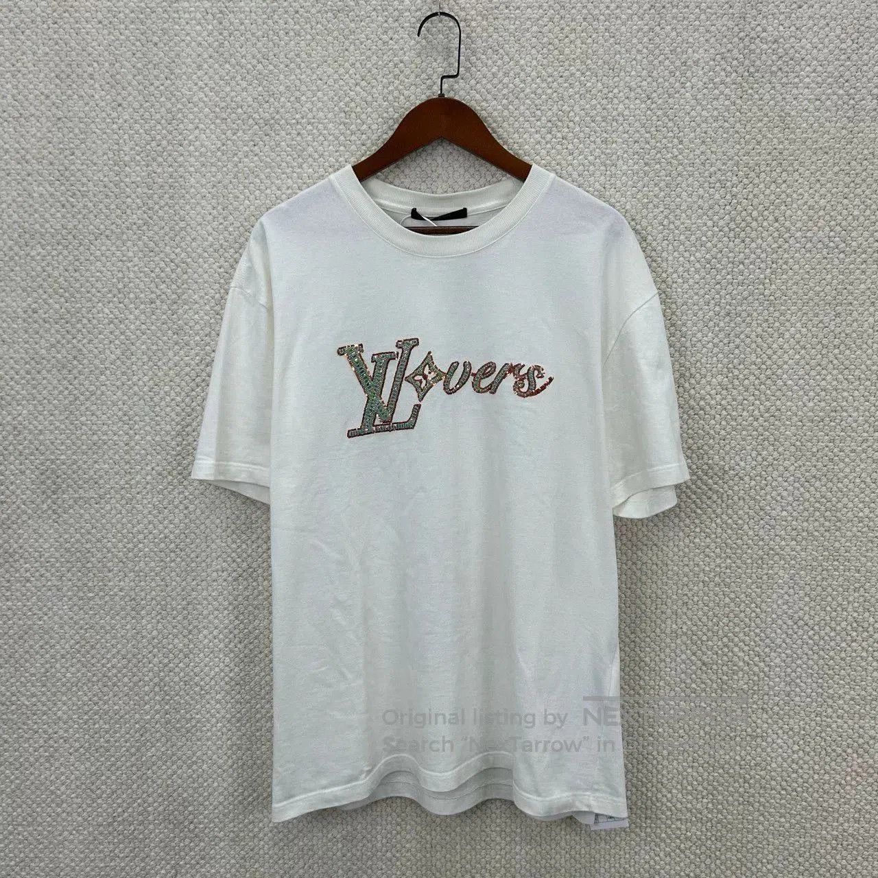 Louis Vuitton Lovers Green Embroidered Tee.