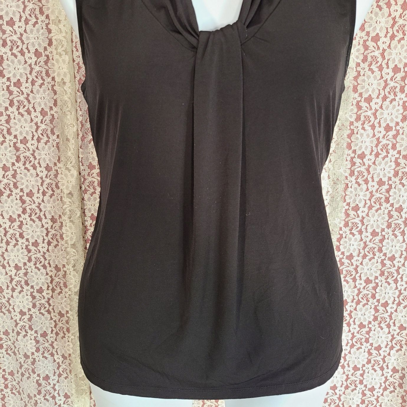 Mary McFadden Vintage 90s Mary Mcfadden black drape sleeveless top large Size L / US 10 / IT 46 - 6 Thumbnail