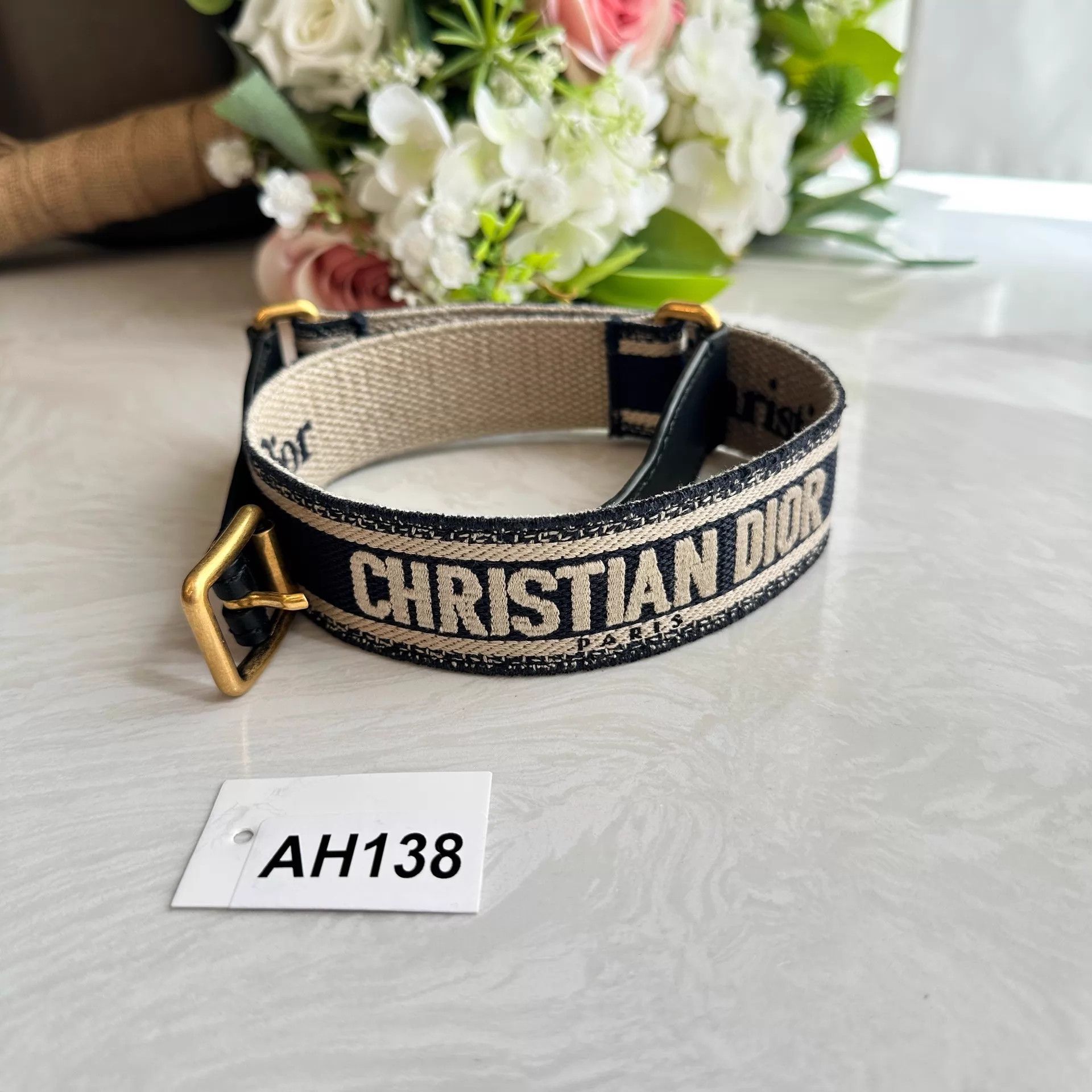 Christian Dior Monsieur Christian Dior Logo Waist Belt 82x3.5 AH138 Size ONE SIZE - 1 Thumbnail