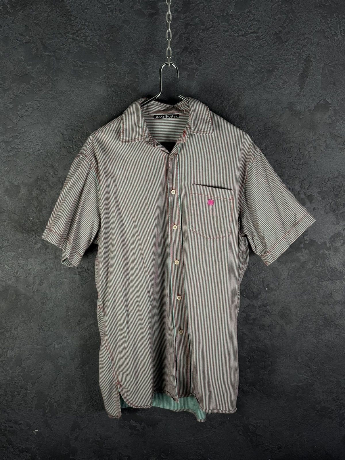 Acne Studios Acne Studios - Oversized Logo-Appliquéd Striped Cotton Shirt Size US S / EU 44-46 / 1 - 4 Thumbnail