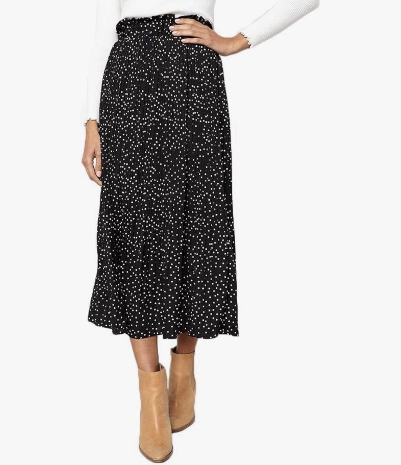 Other EXLURA Womens High Waist Polka Dot Pleated Maxi Skirt Size M Size 32" / US 10 / IT 46 - 1 Thumbnail