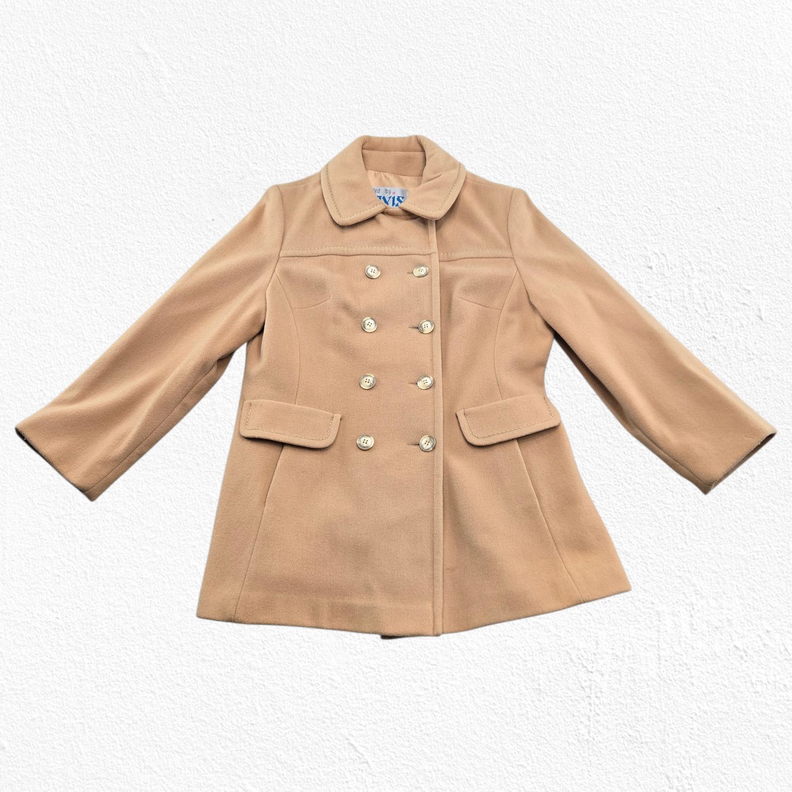 Vintage 60s Tan Camel Wool Double Breasted Mod Coat Size Medium Size M / US 6-8 / IT 42-44 - 3 Thumbnail