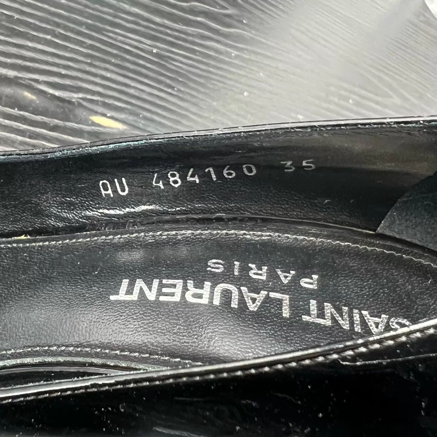 Yves Saint Laurent YSL Patent Leather Heels Black & Silver 35 Like New With Box Size US 4.5 / IT 34.5 - 7 Thumbnail