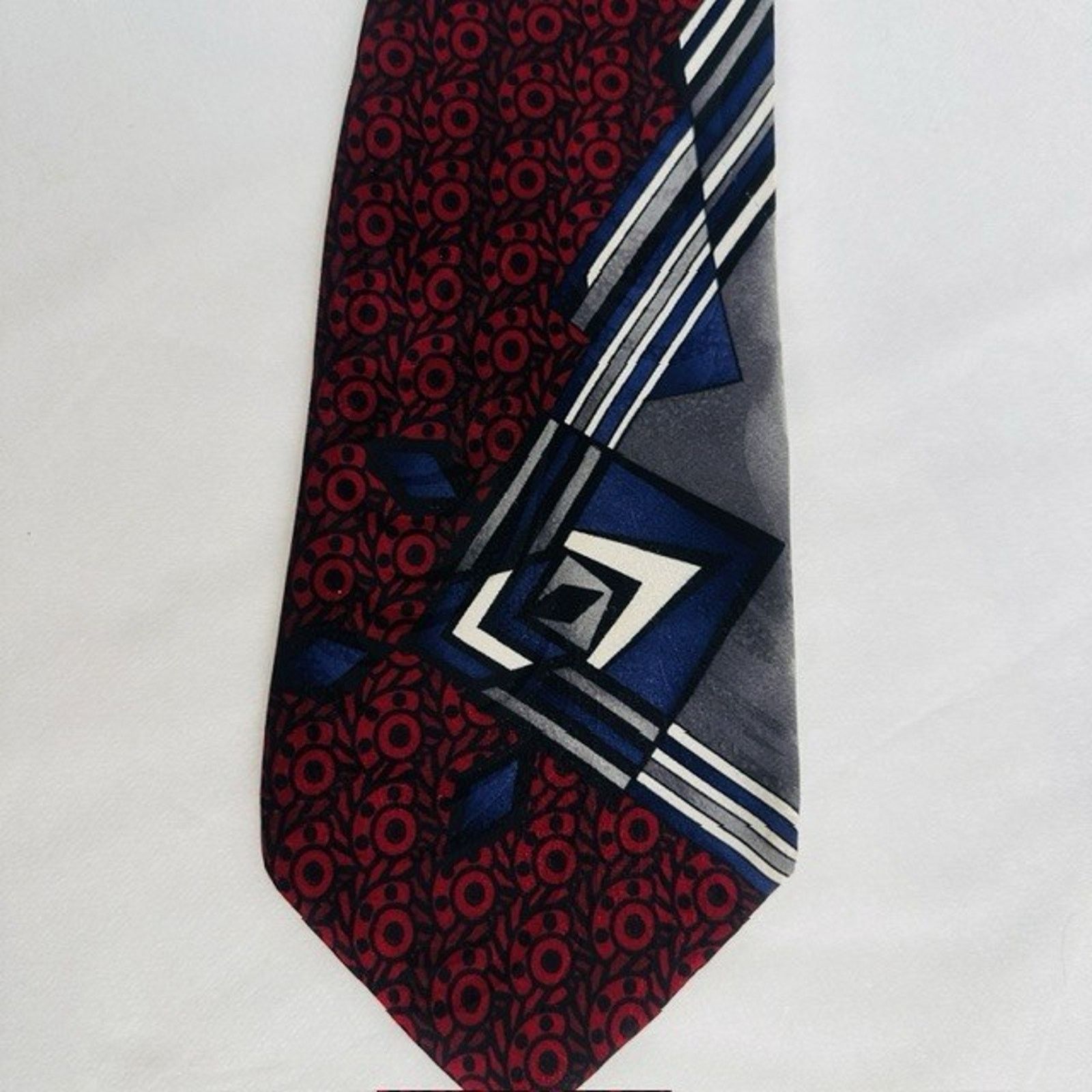 Other Paolo Rossi Designer Silk Tie Red/Black USA Geometric VTG Size ONE SIZE - 17 Thumbnail
