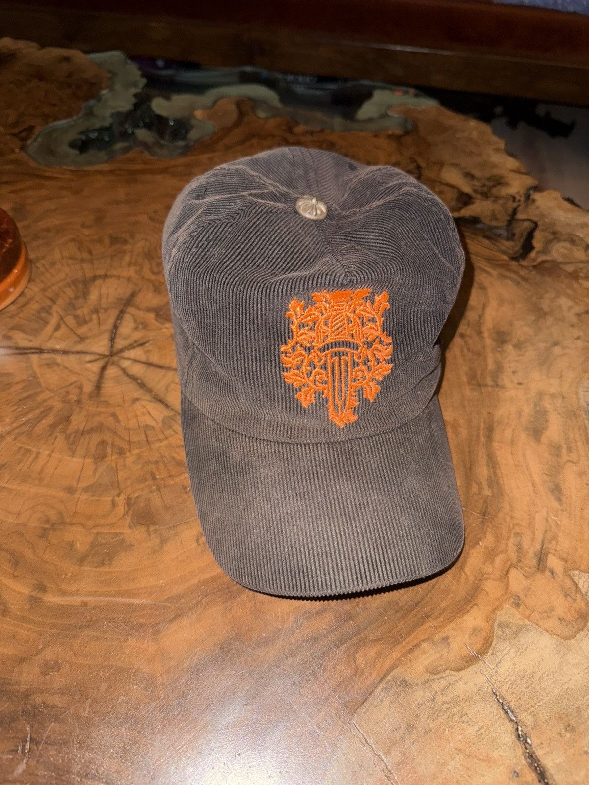Chrome Hearts Orange Dagger Corduroy Cap